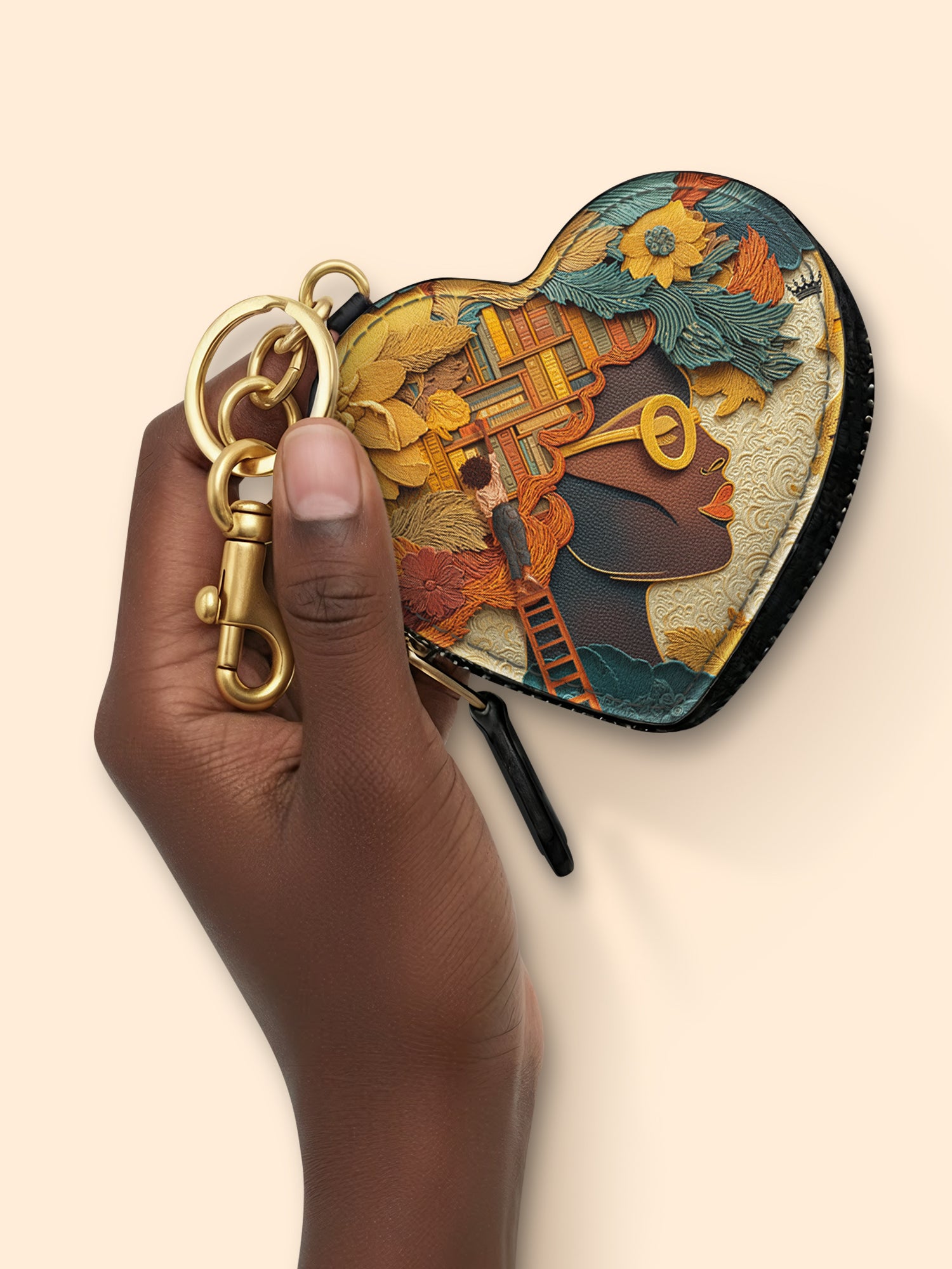 Bound by Knowledge Heart Coin Pouch Bag Charm QR0TD032