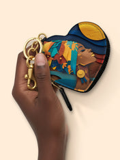 Woman in Headwrap Heart Coin Pouch Bag Charm QR0HH021