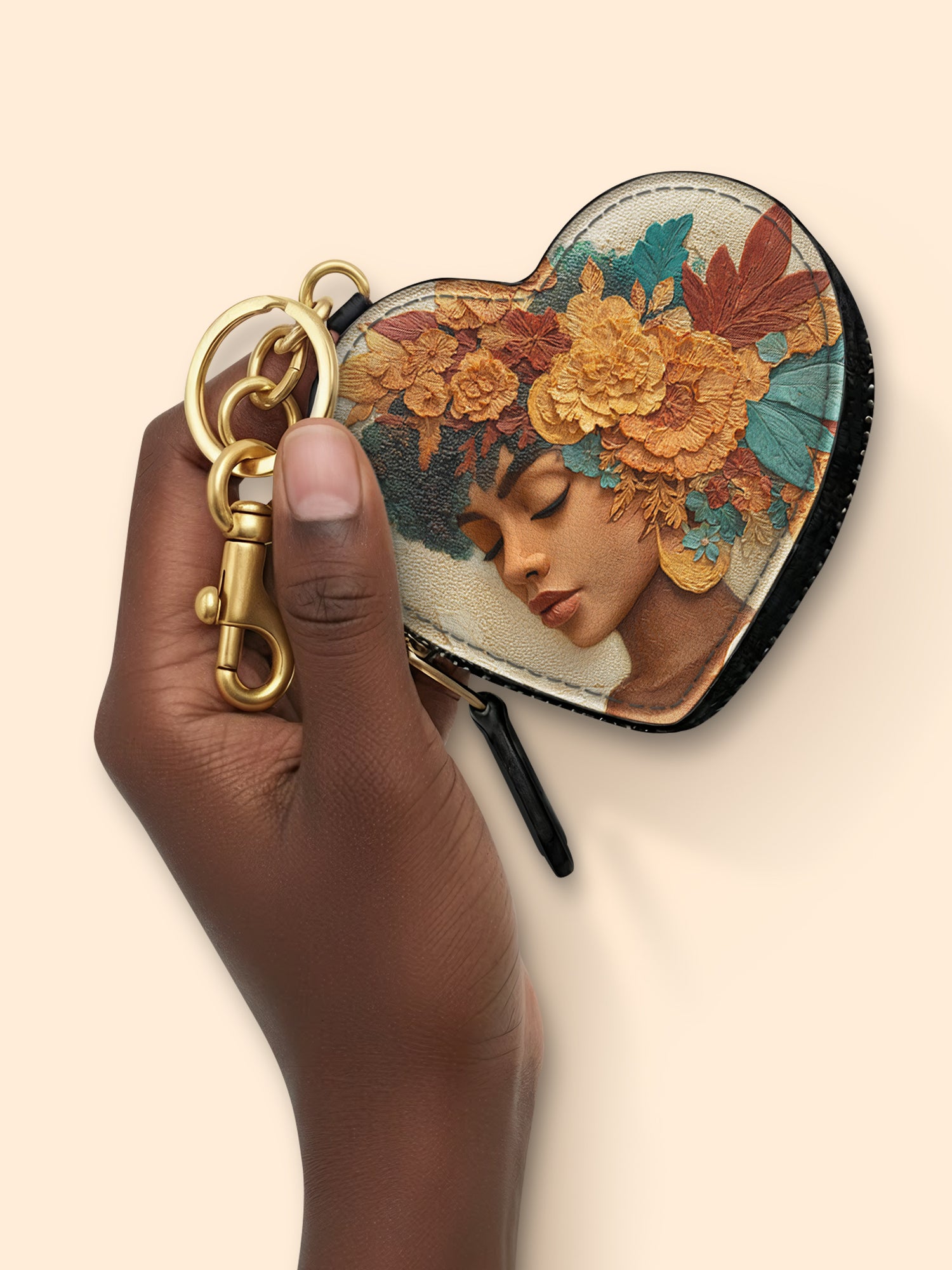 Autumn Radiance Heart Coin Pouch Bag Charm QR0HH074