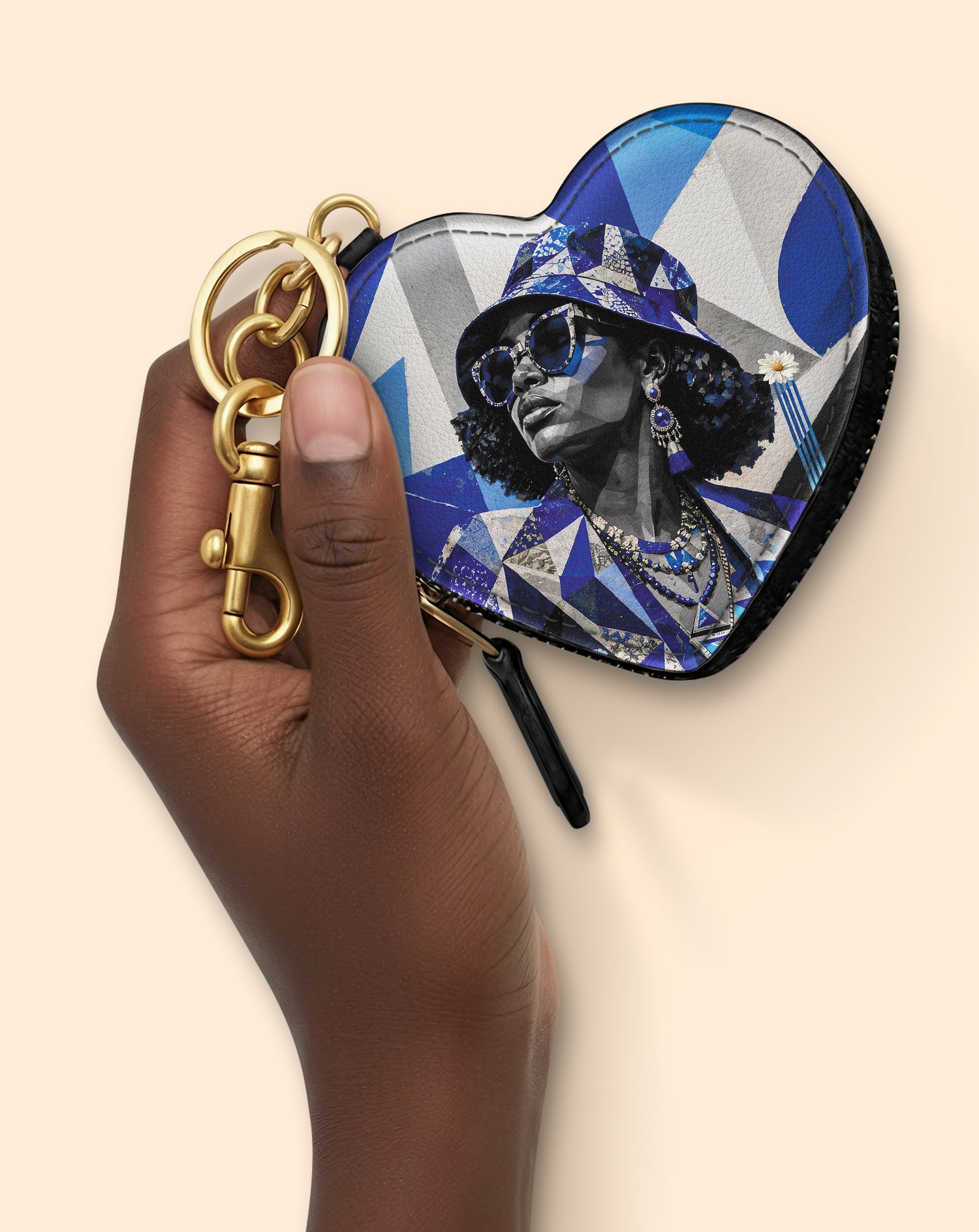 Sapphire Dove Heart Coin Pouch Bag Charm QR0HH214