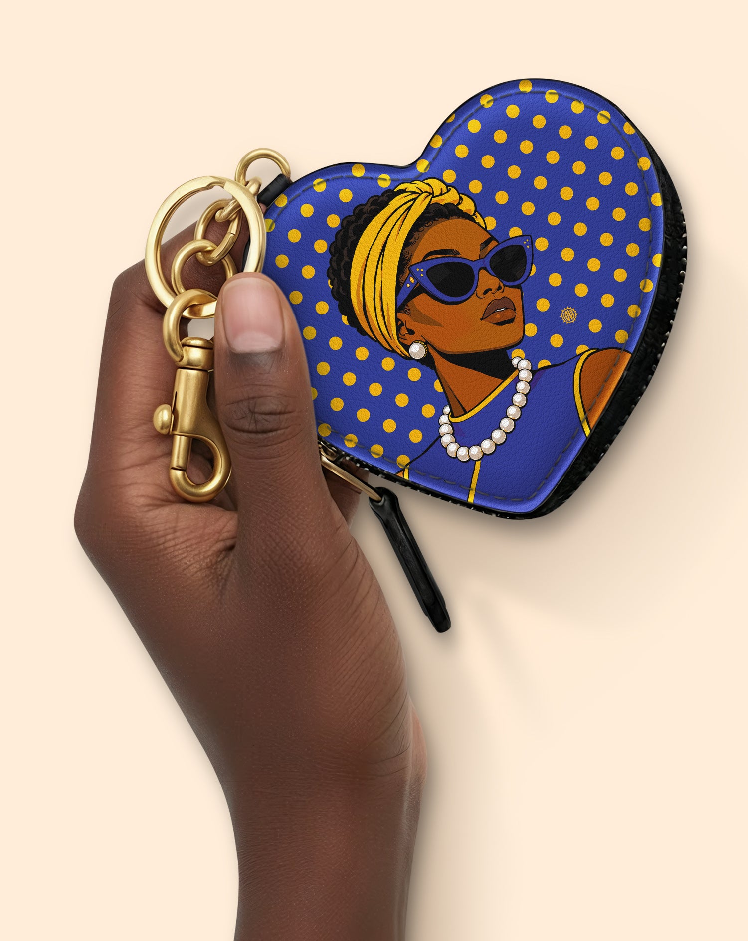 Blue Gold Legacy Heart Coin Pouch Bag Charm QR0TV286