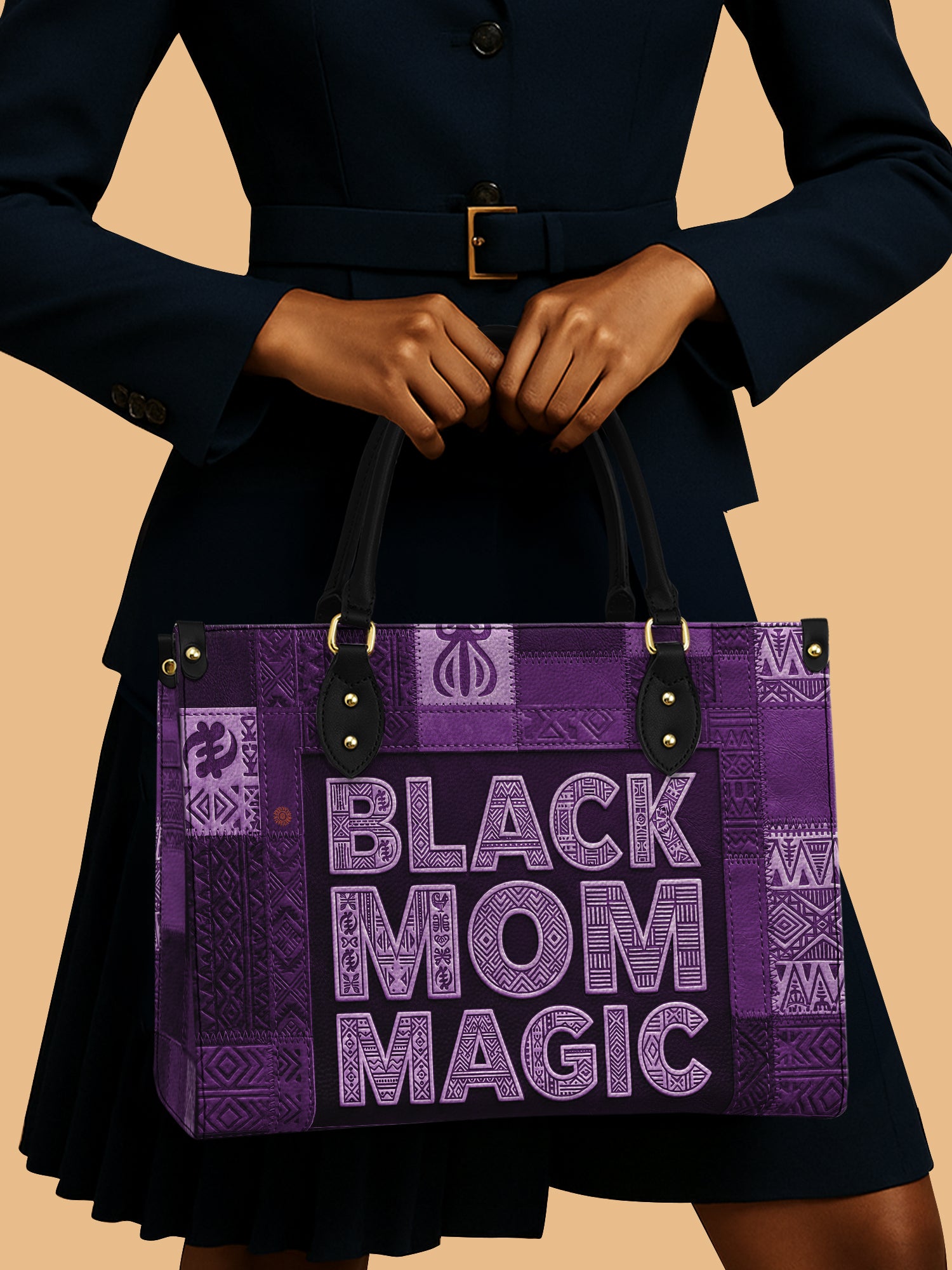Black Mom Magic Amethyst Premium Leather Handbag QR0TD661