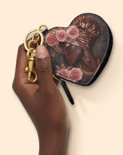 African Allure Heart Coin Pouch Bag Charm QR0XD531