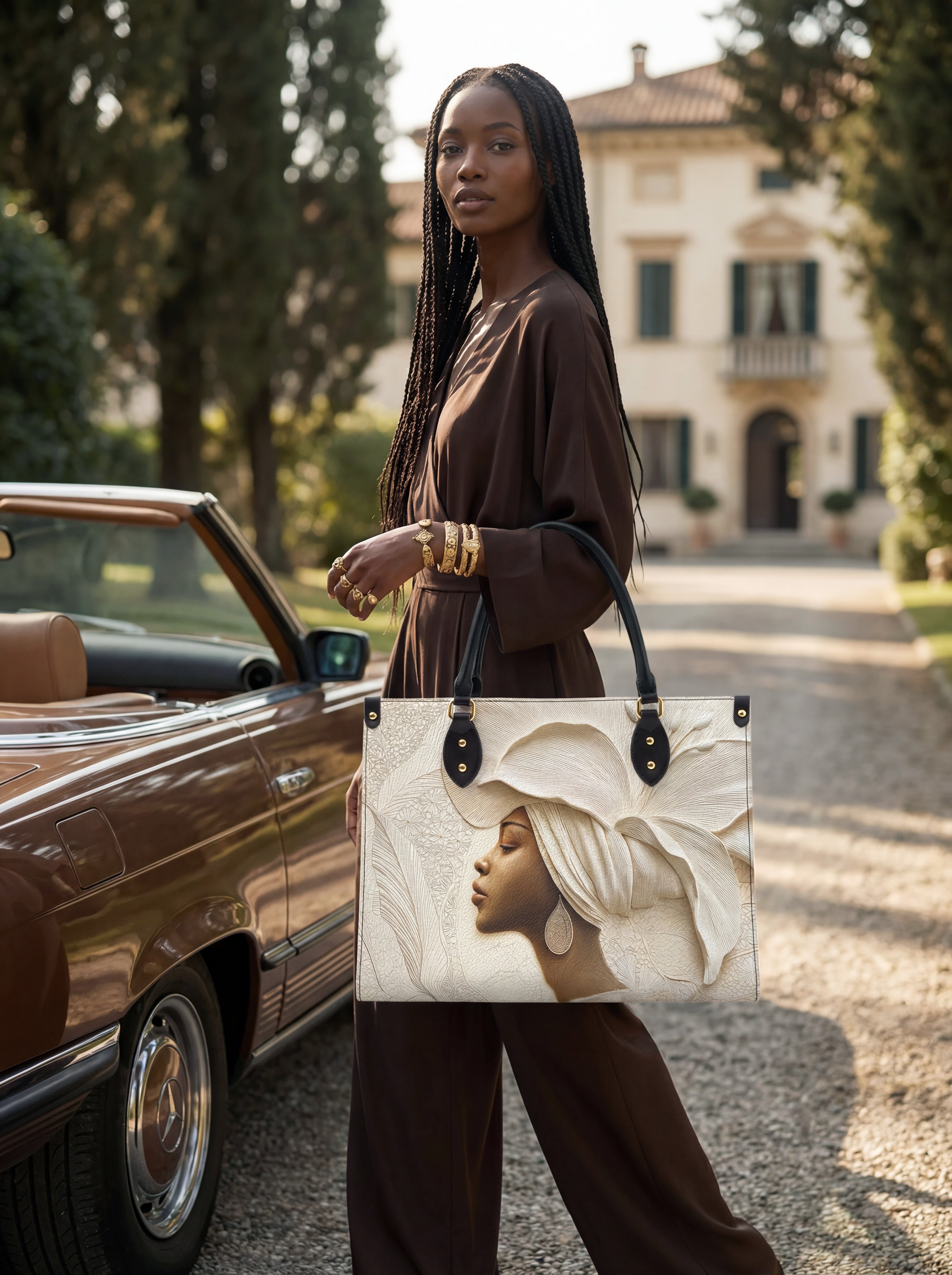 Ivory Blossom Premium Leather Handbag QR0TV067