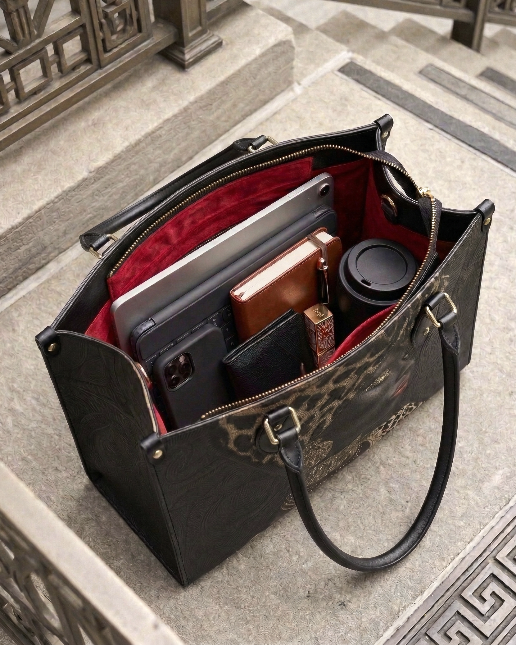 African Grace Premium Leather Handbag QR0XD454
