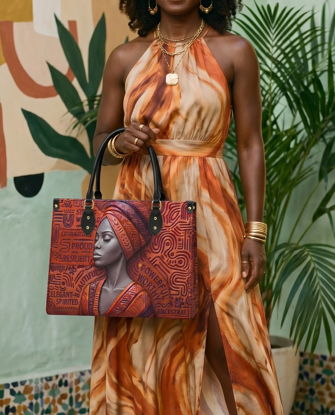 Ancestral Reign Premium Leather Handbag QR0XD857