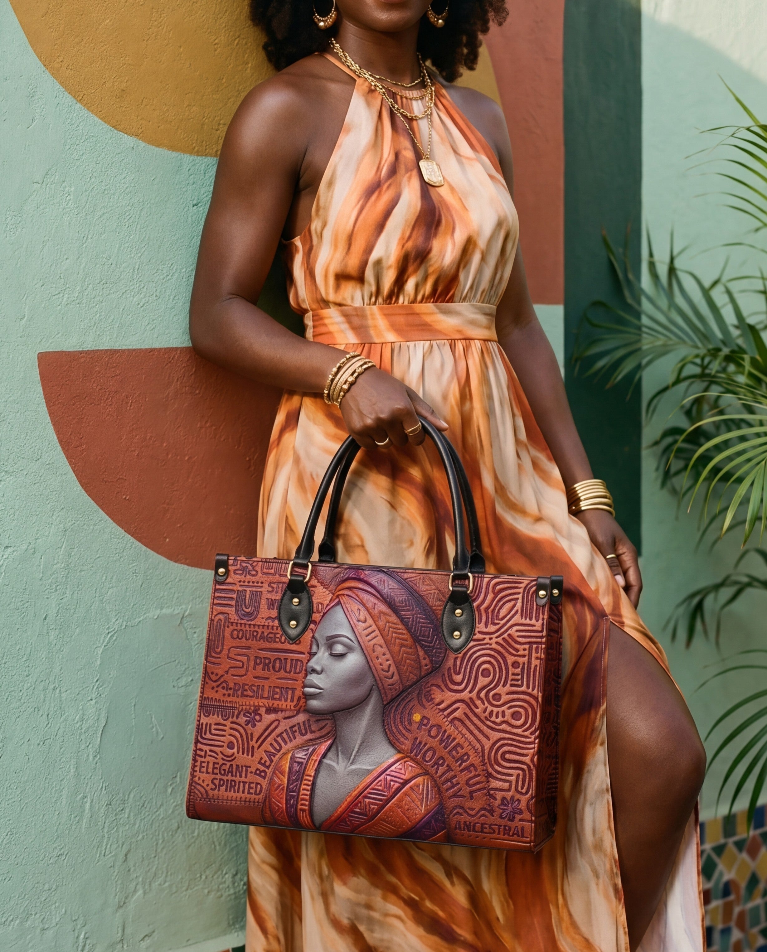Ancestral Reign Premium Leather Handbag QR0XD857
