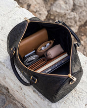 Crowned In Onyx Leather Boston Bag