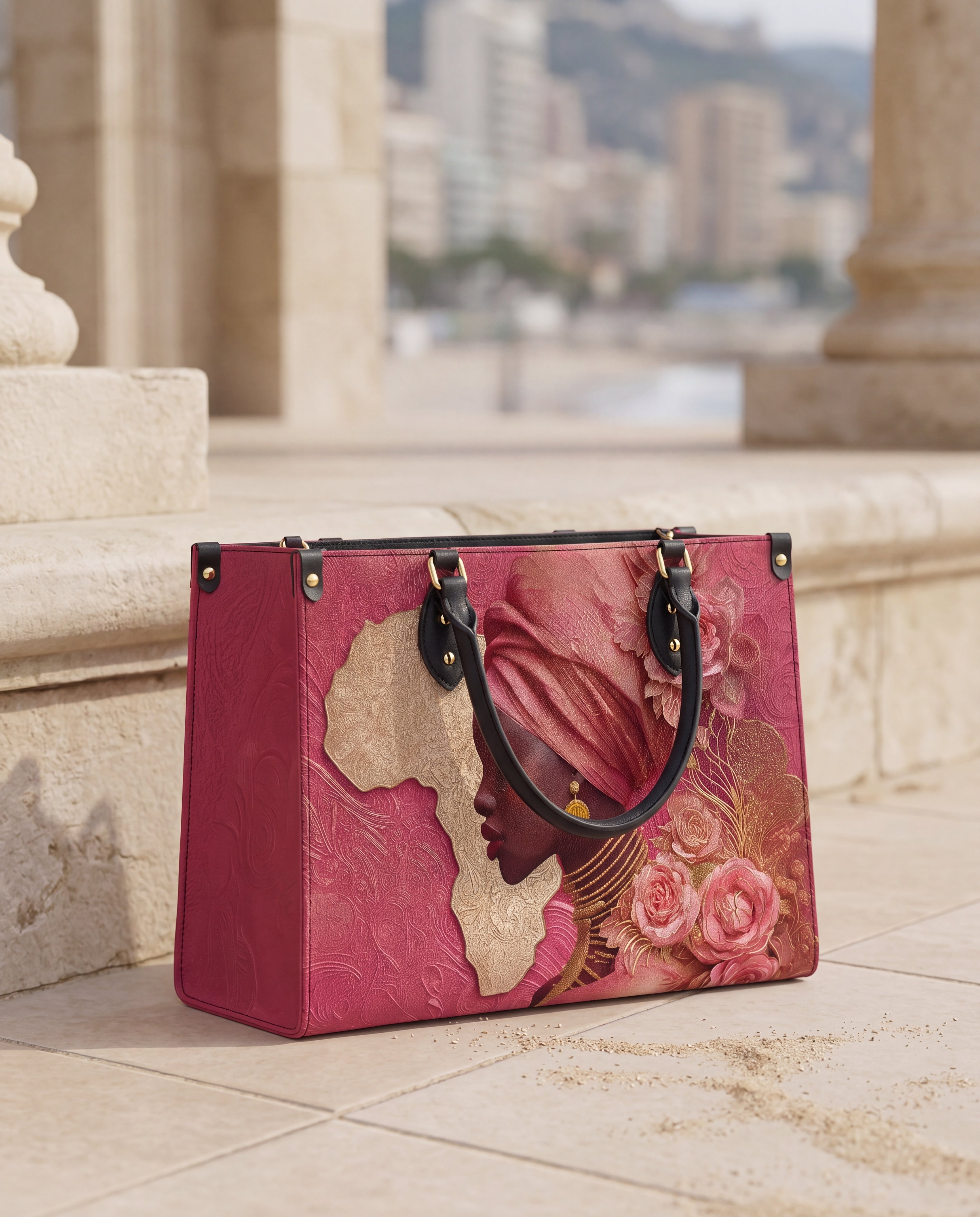 African Blossom Premium Leather Handbag QR0XD538