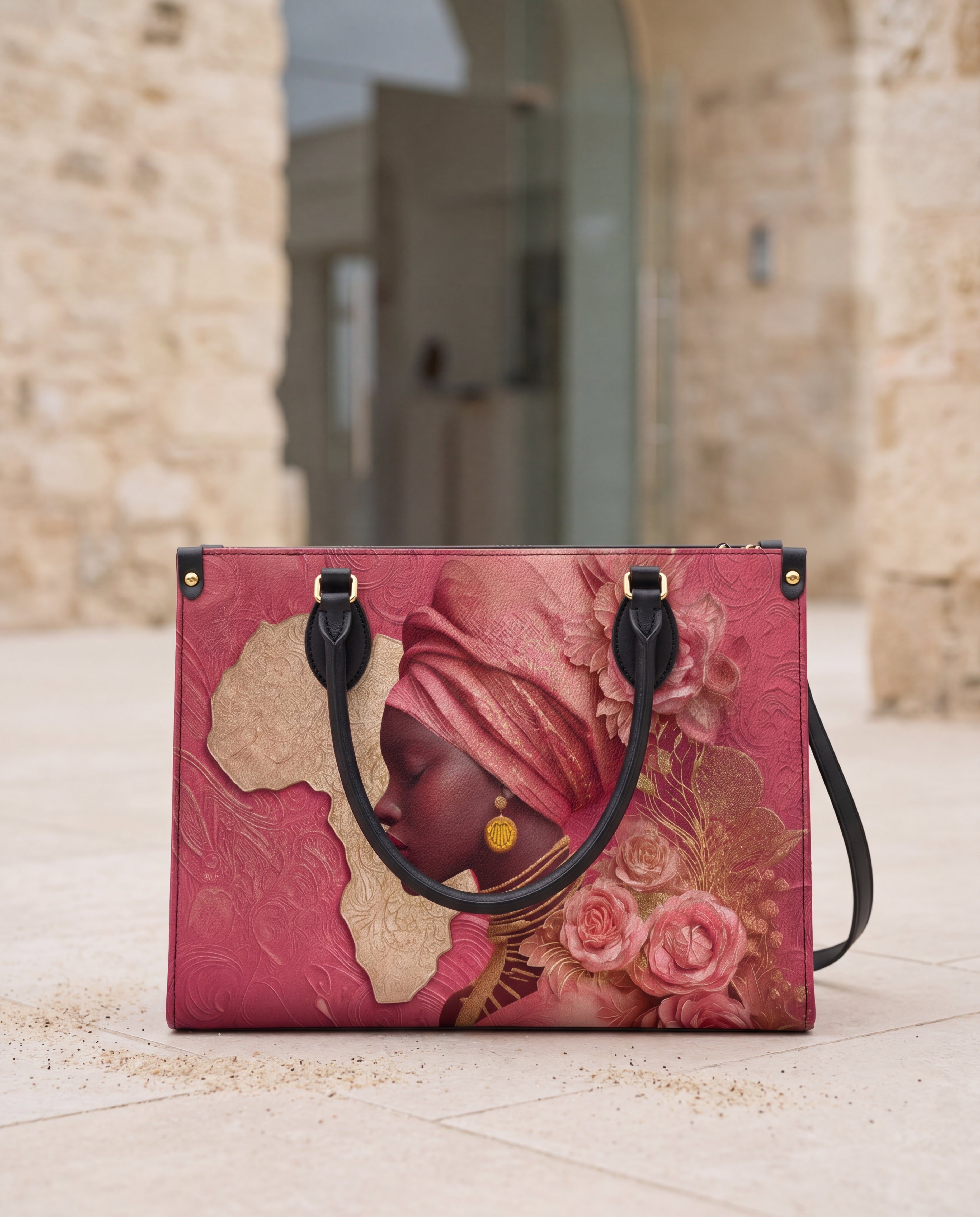 African Blossom Premium Leather Handbag QR0XD538