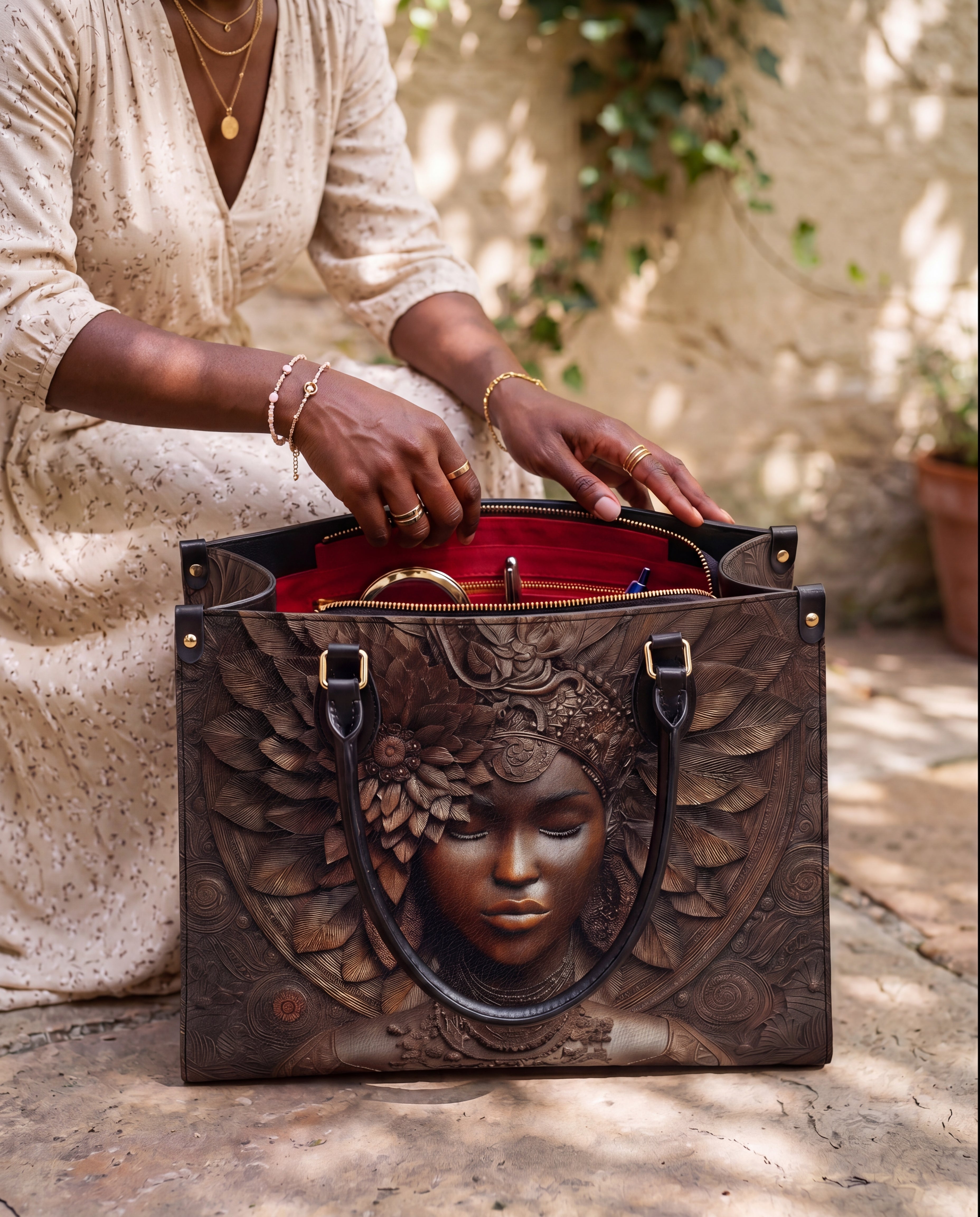 Ancestor Call Premium Leather Handbag QR0XD241