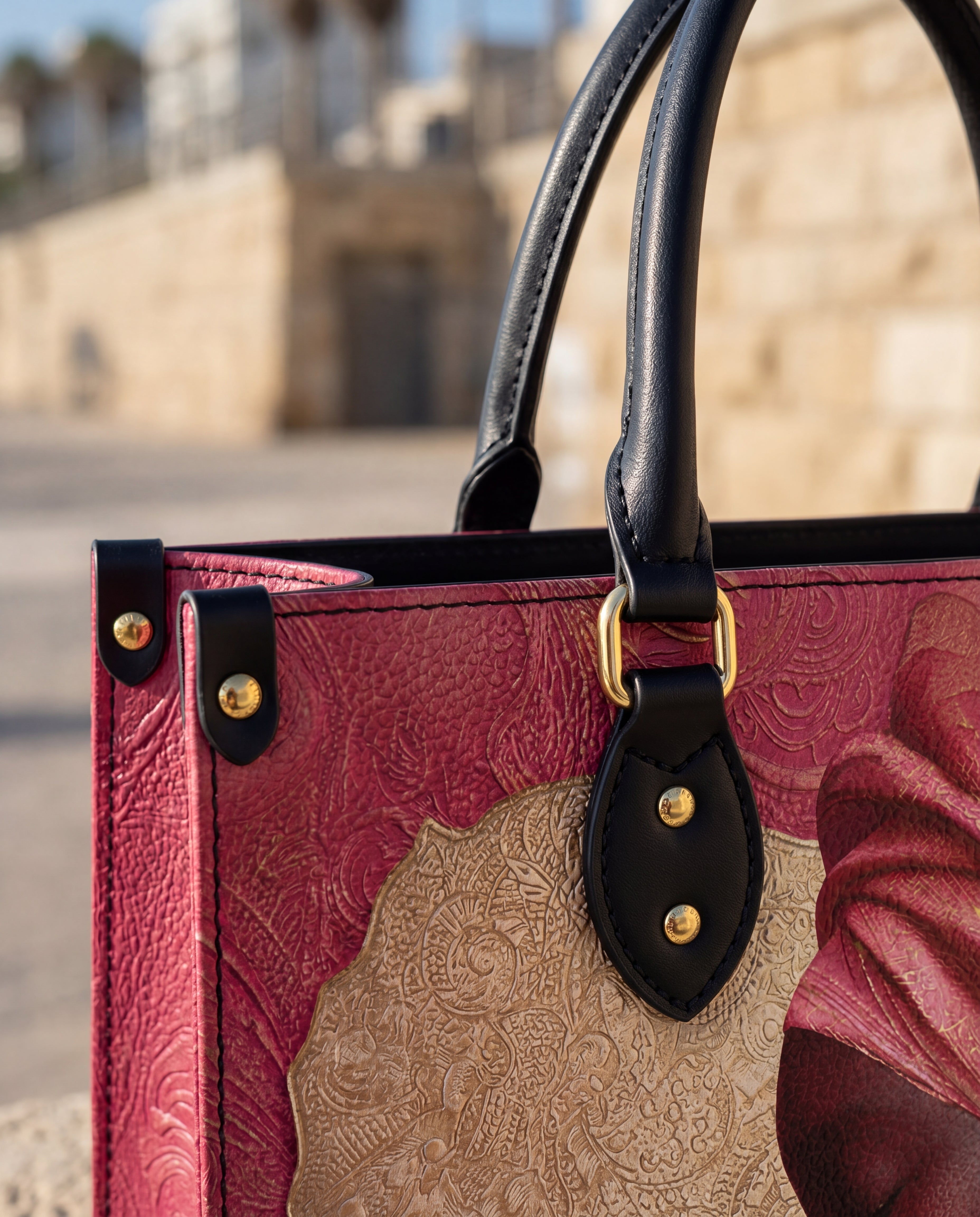 African Blossom Premium Leather Handbag