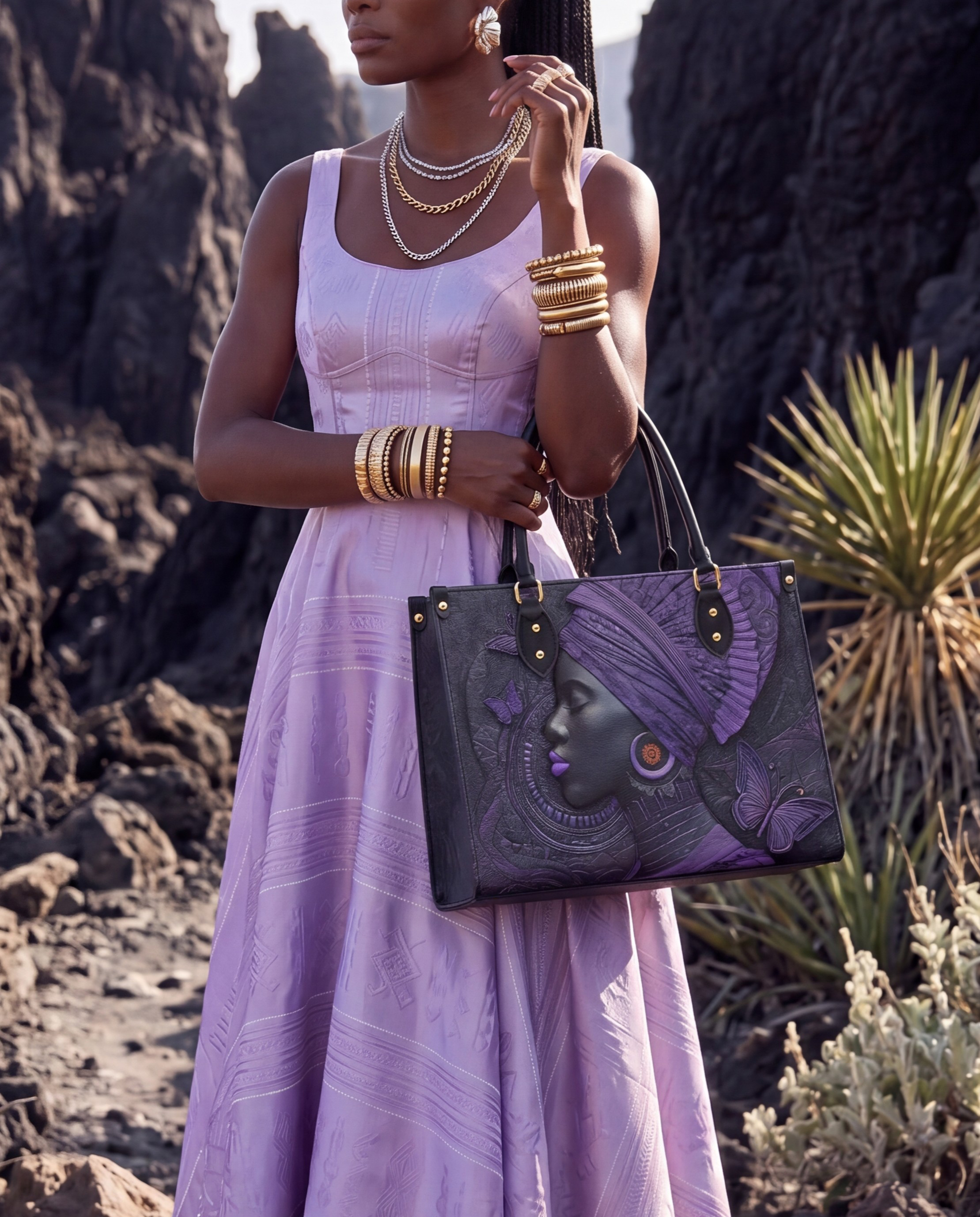 Midnight Crown Premium Leather Handbag QR0XD250