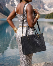 AfroGloss Leopard Premium Leather Handbag QR0XD463