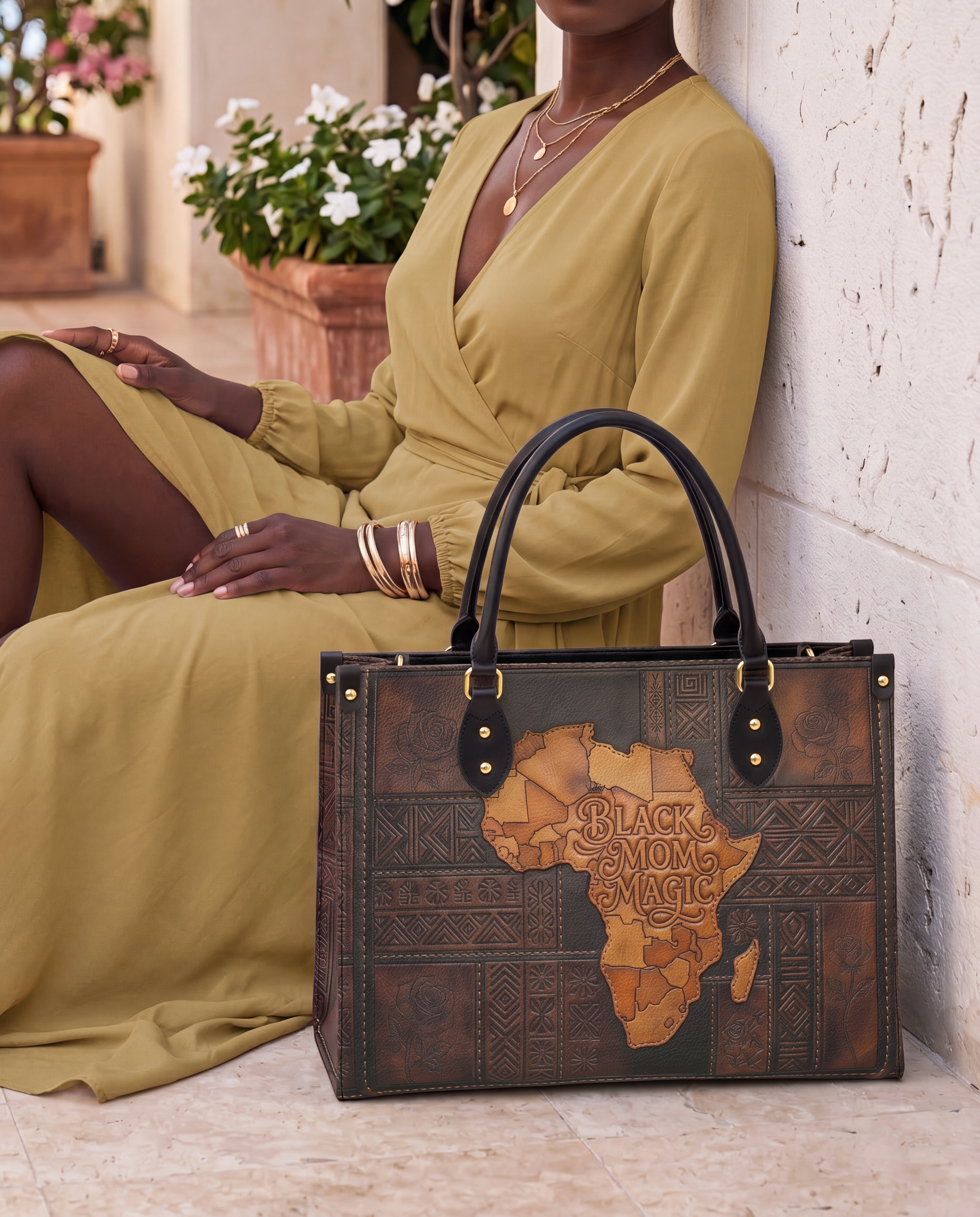 Black Mom Magic Premium Leather Handbag QR0XD1047
