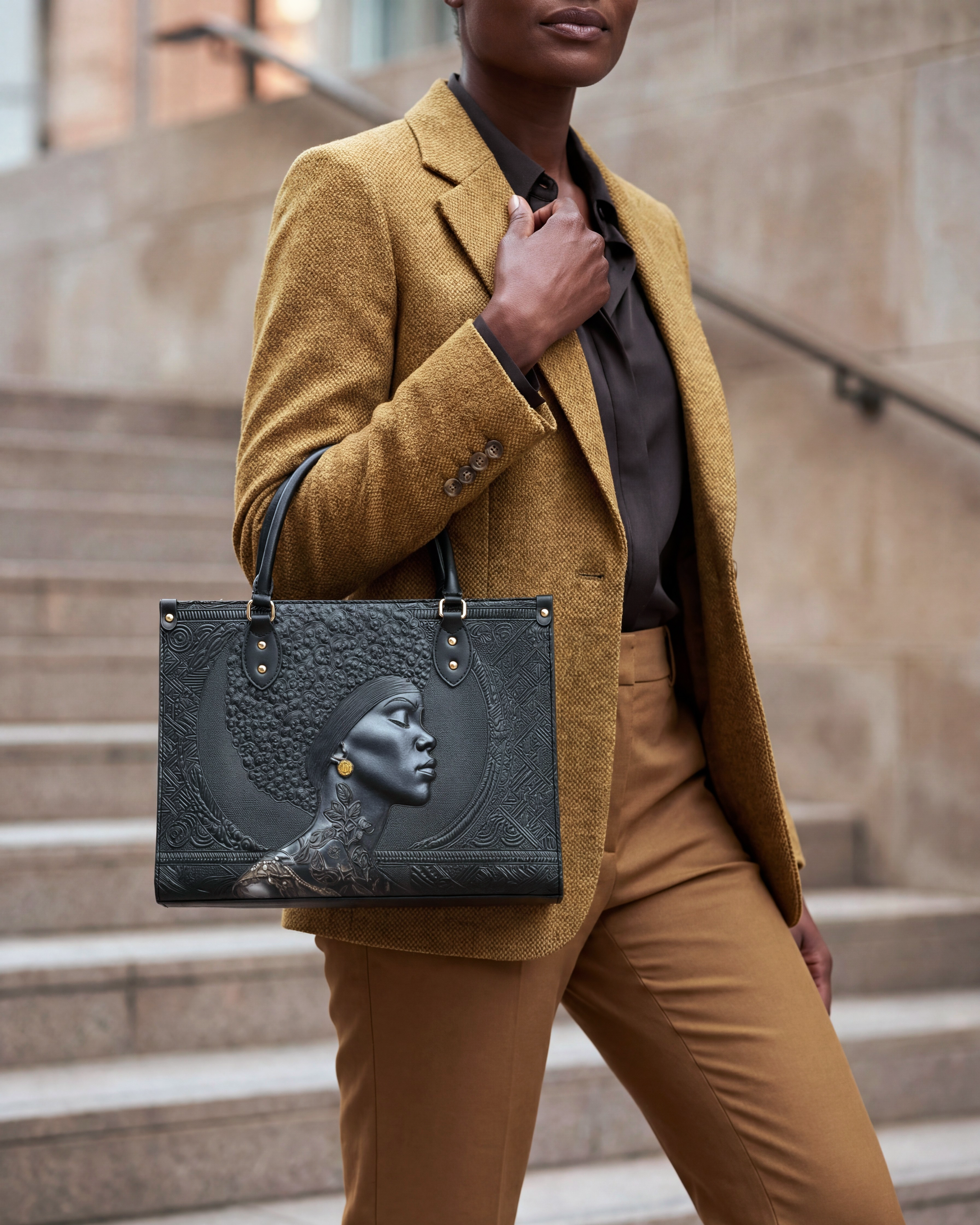 Crowned In Onyx Premium Leather Handbag QR0XD119