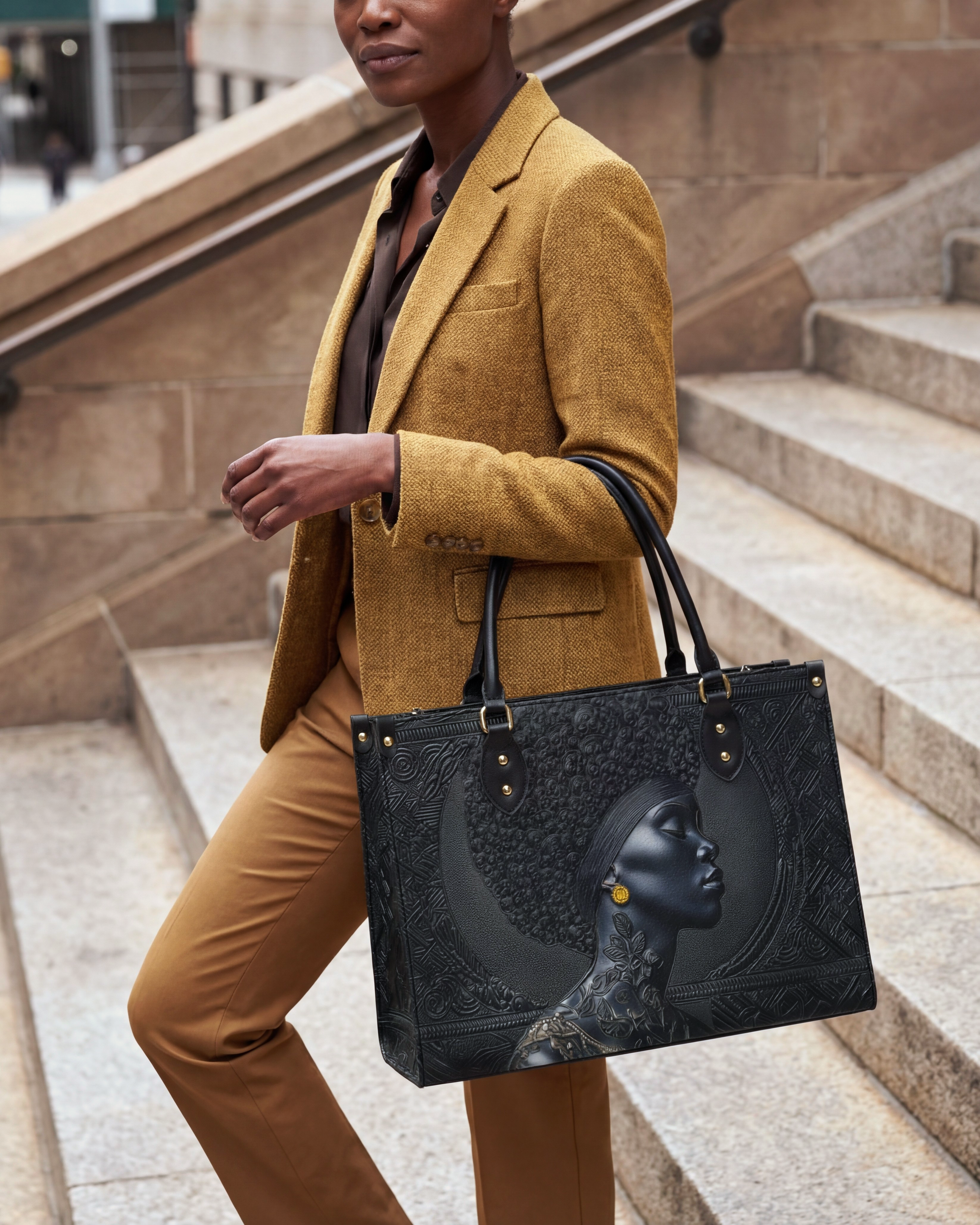 Crowned In Onyx Premium Leather Handbag QR0XD119