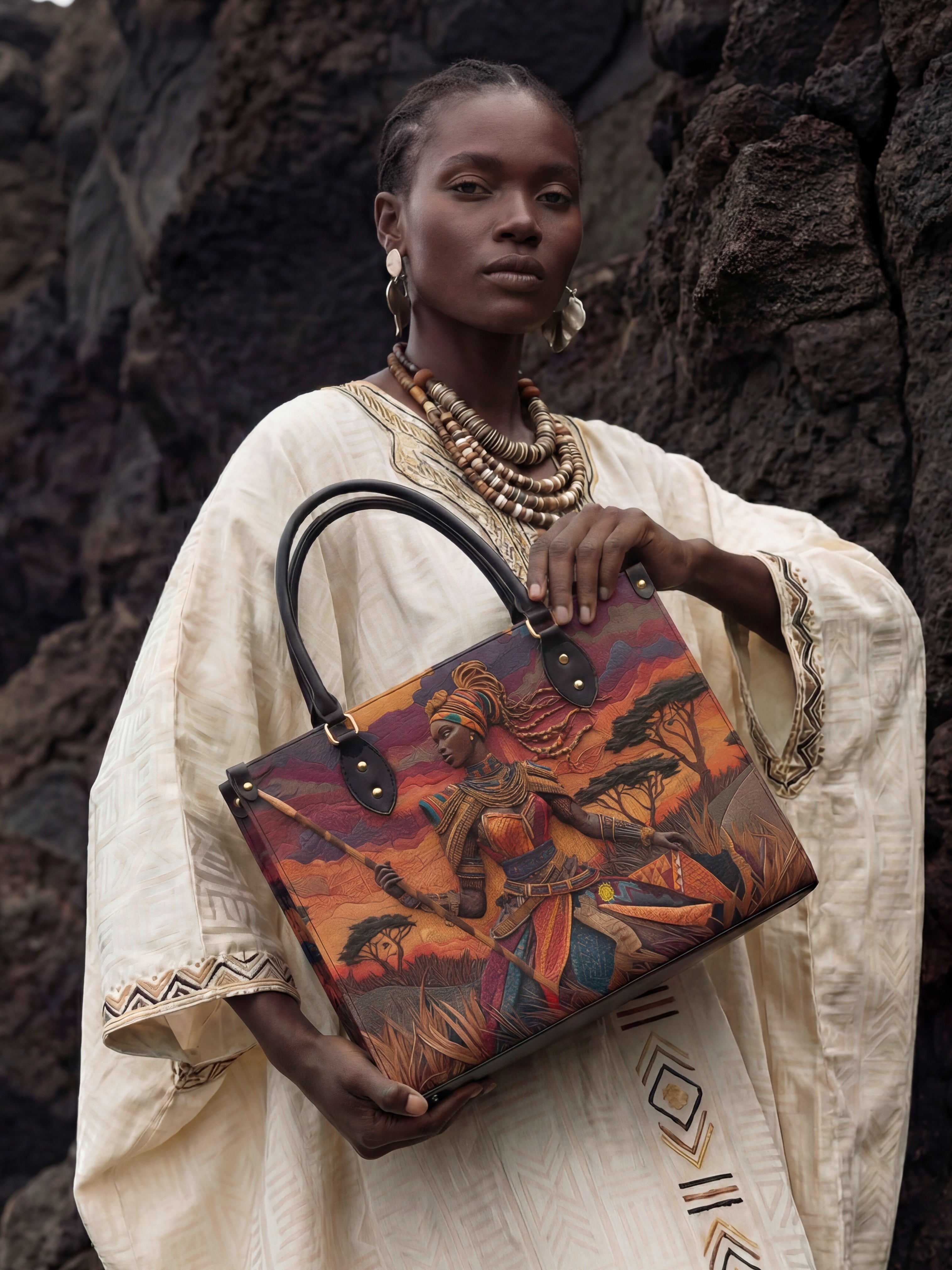 African Warrior Premium Leather Handbag QR0HH059