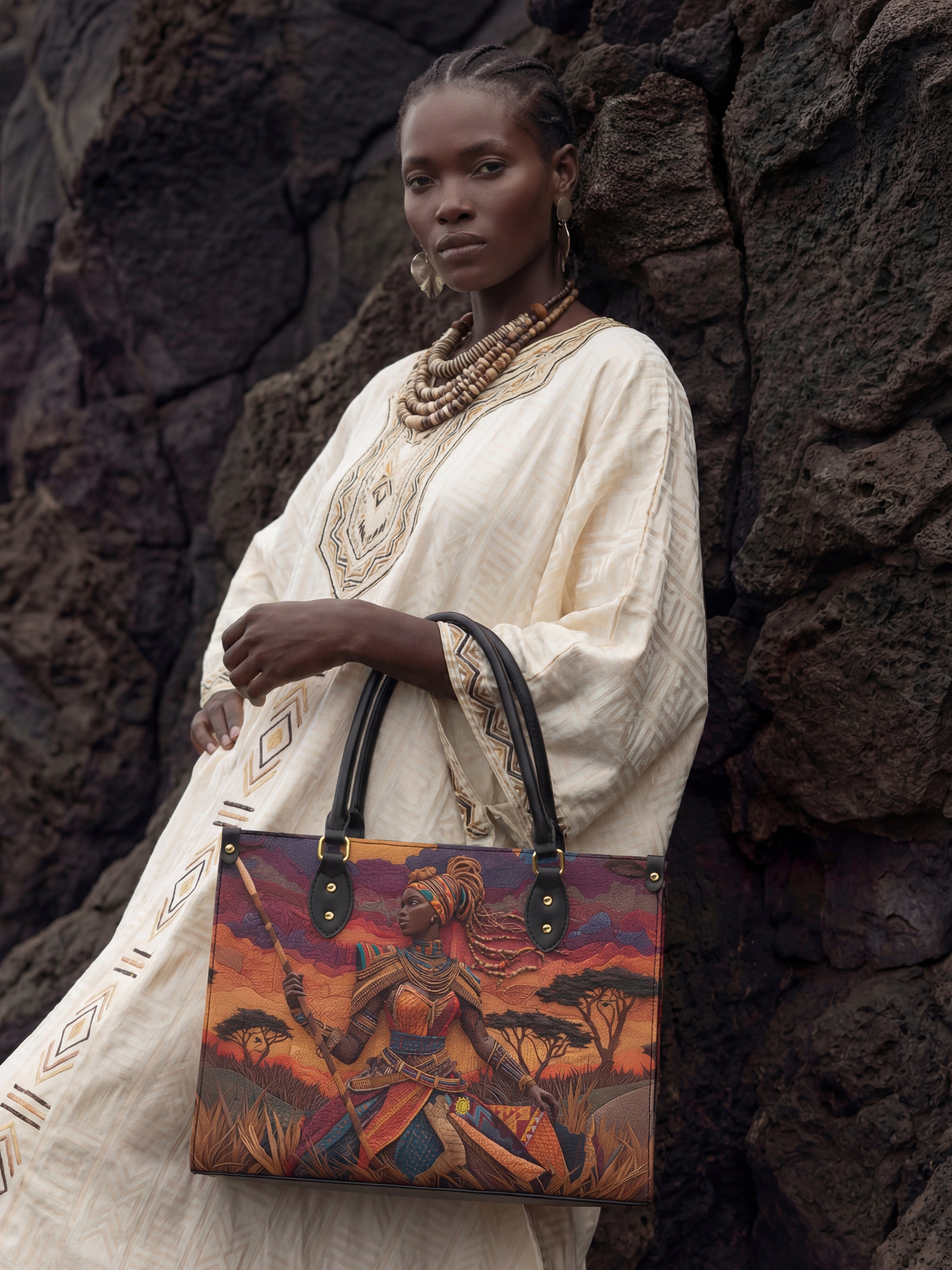 African Warrior Premium Leather Handbag QR0HH059