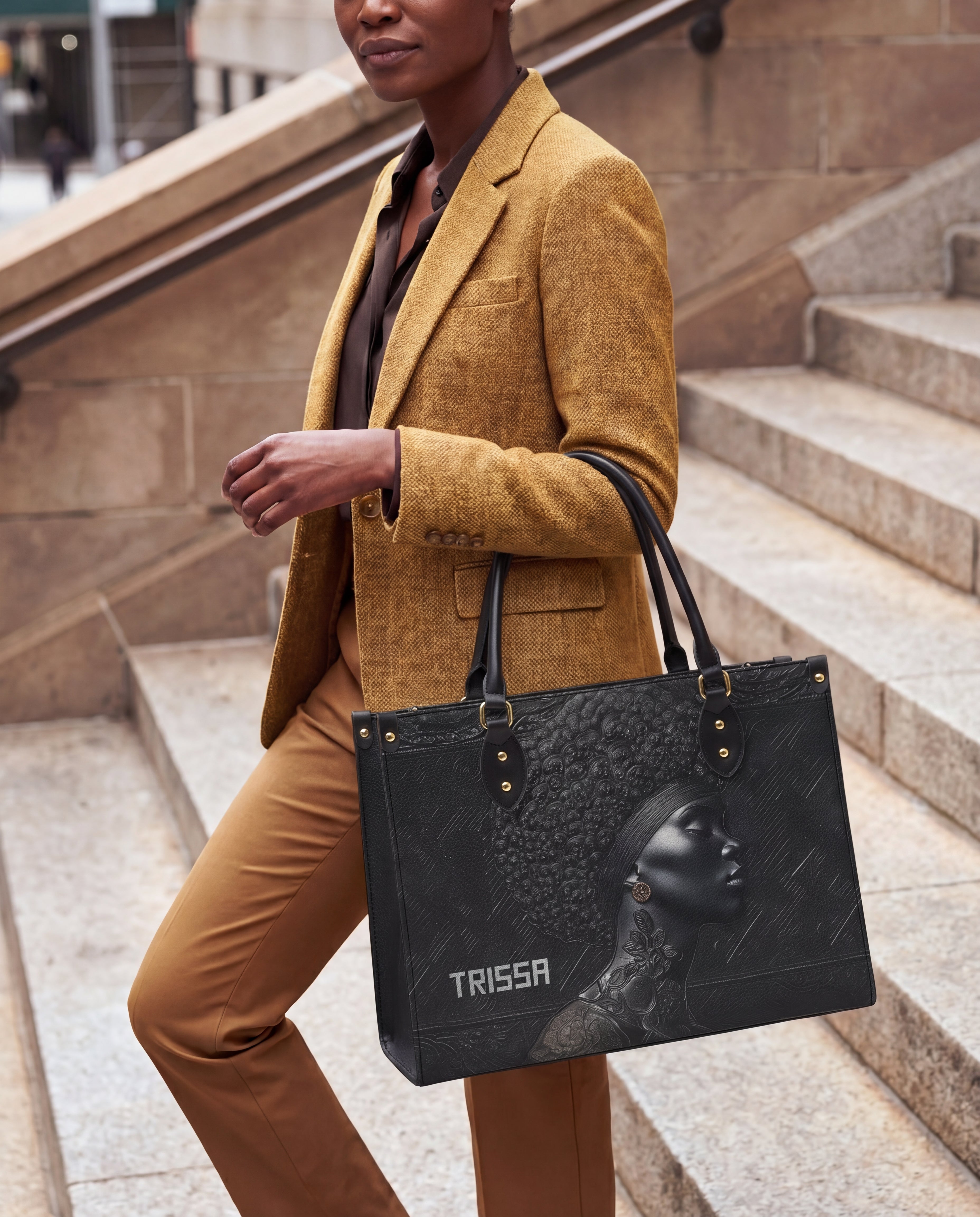 Crowned In Onyx Premium Leather Handbag