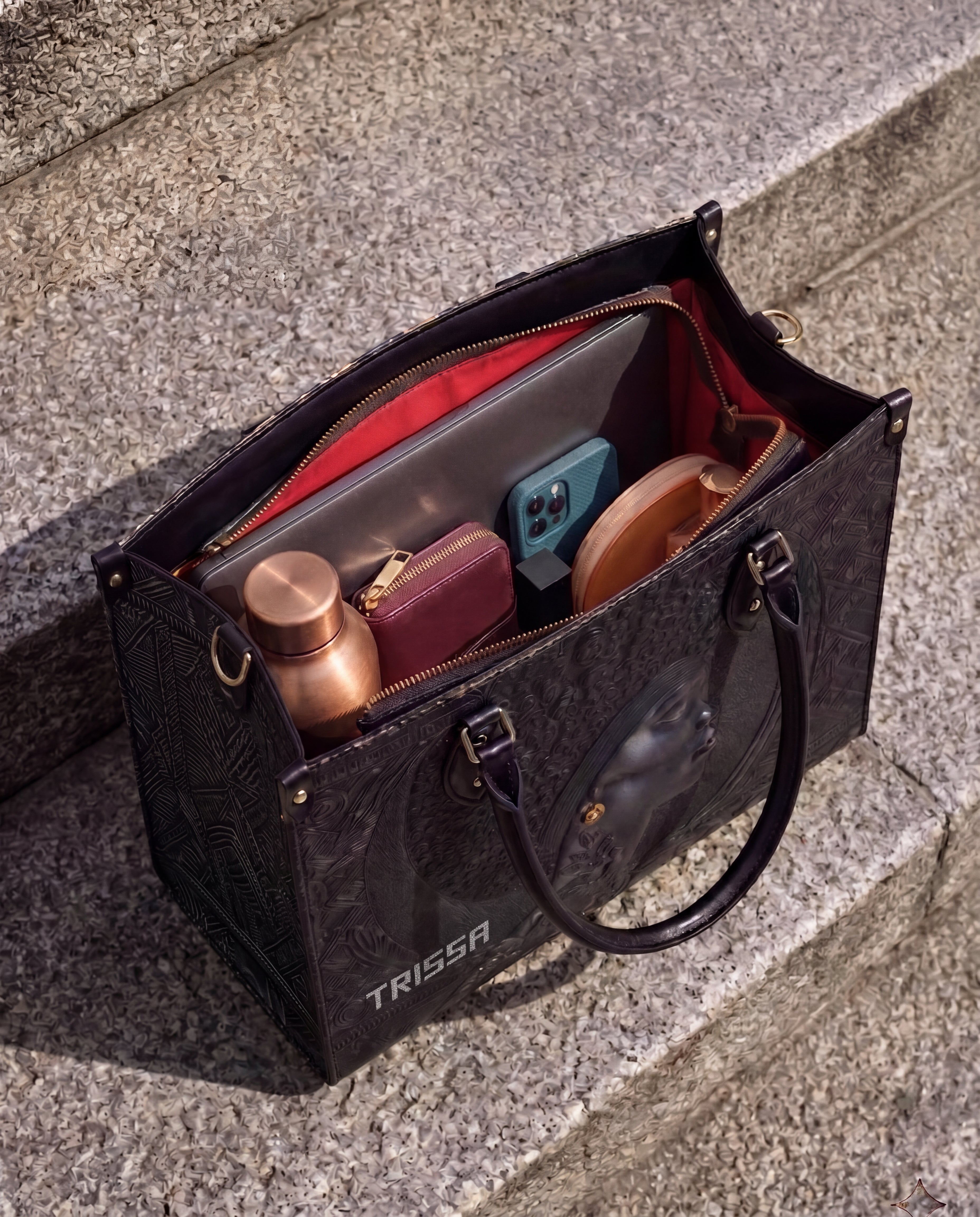 Crowned In Onyx Premium Leather Handbag