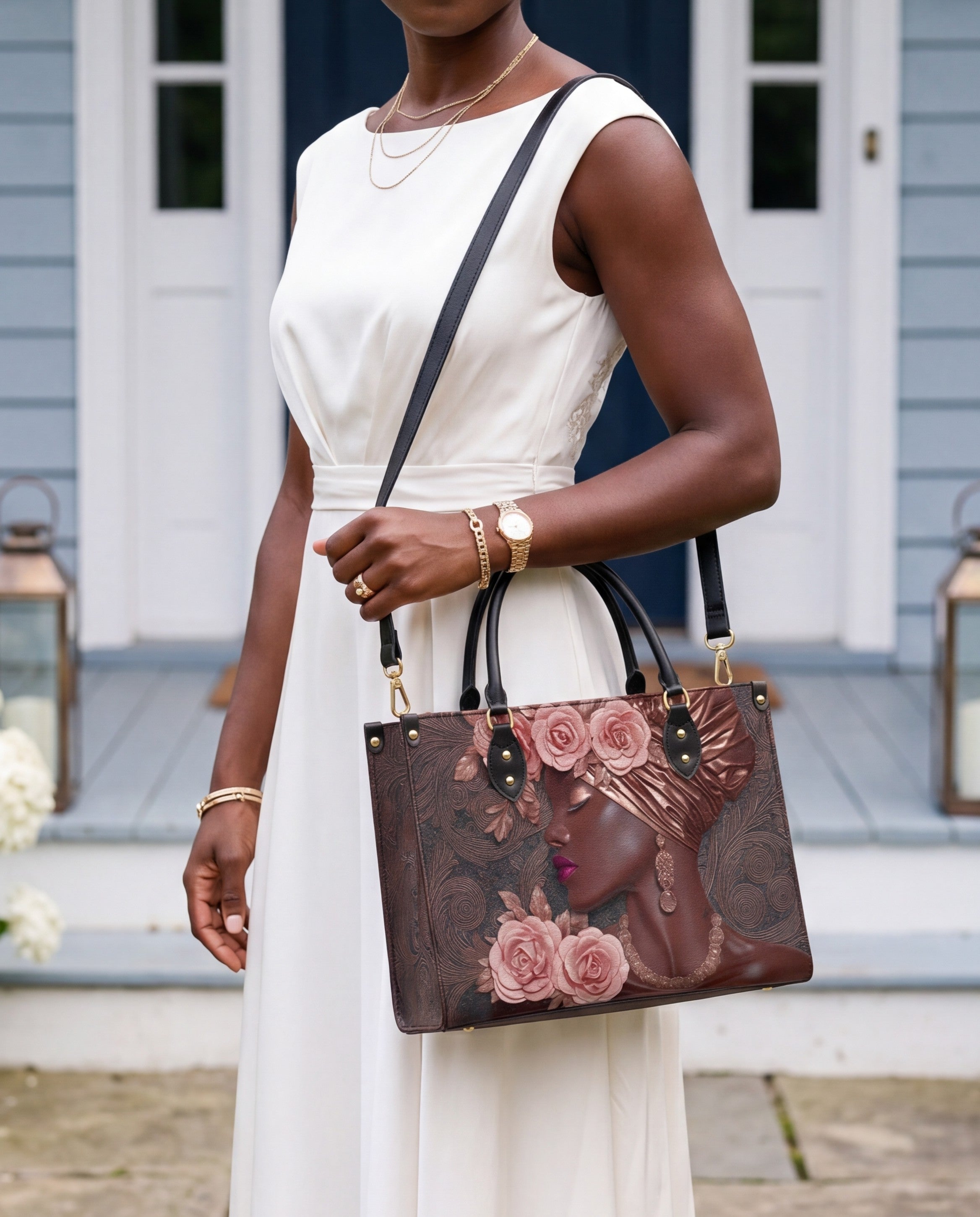 African Allure Premium Leather Handbag QR0XD531