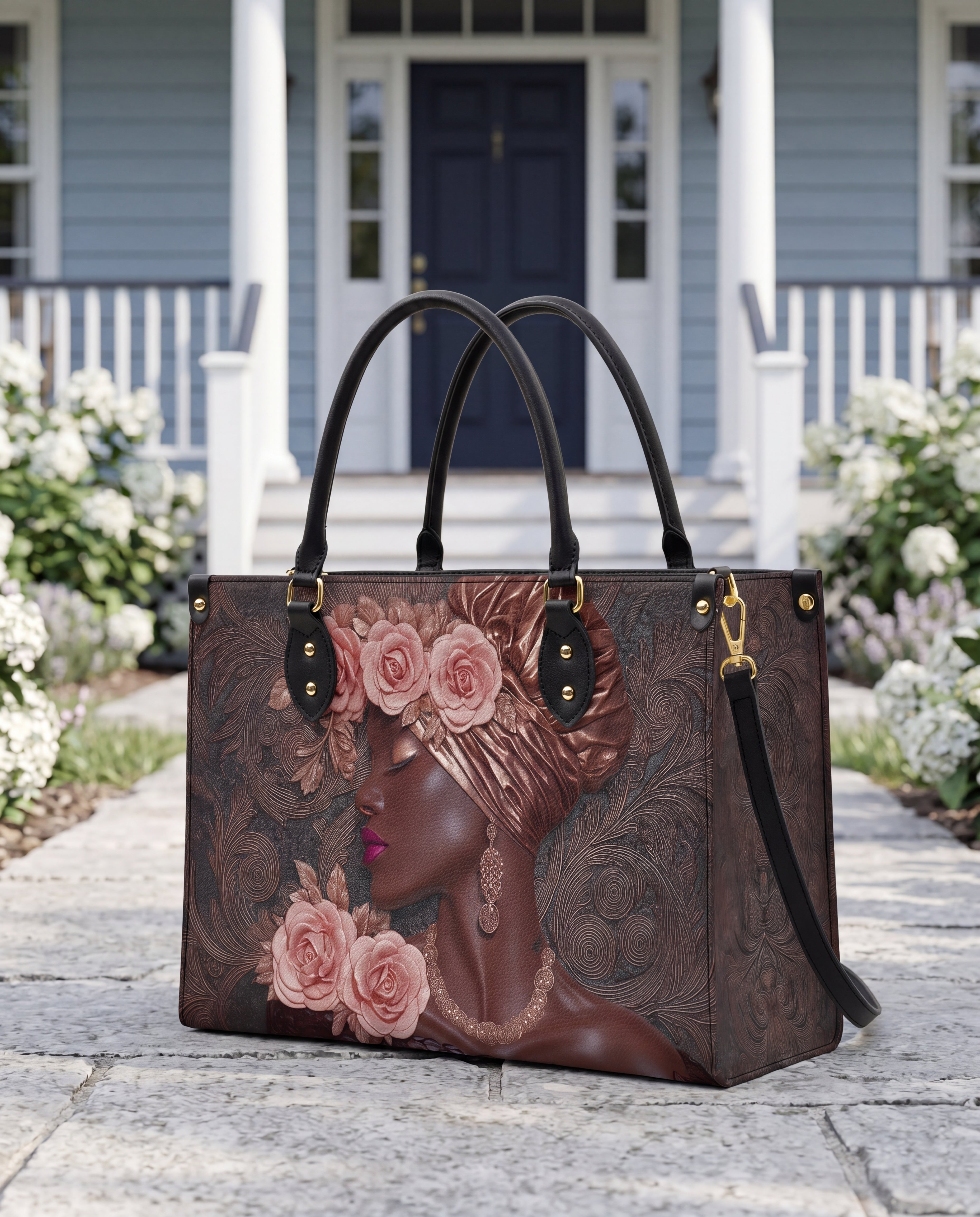 African Allure Premium Leather Handbag QR0XD531