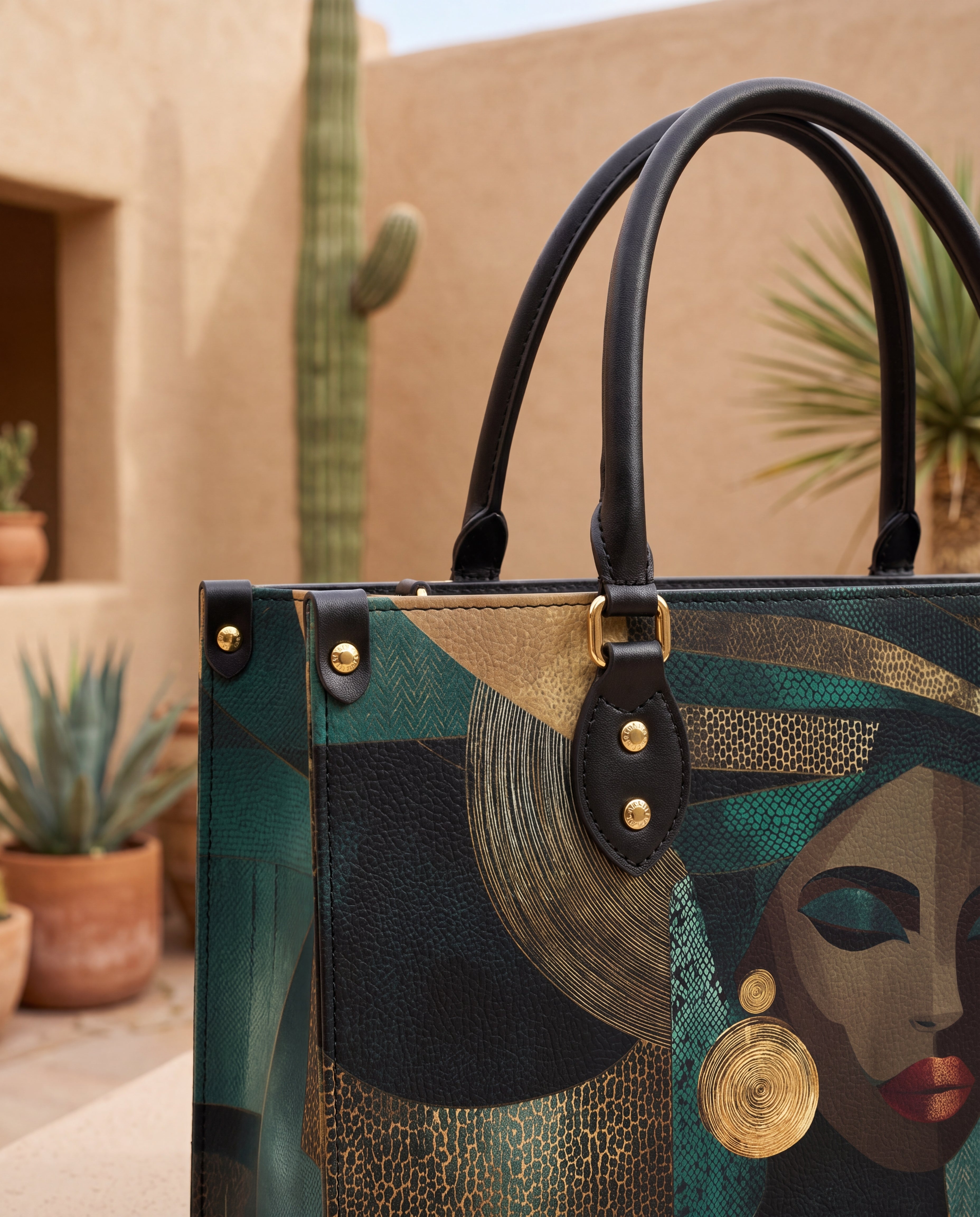 Emerald Realm Premium Leather Handbag QR0XD844
