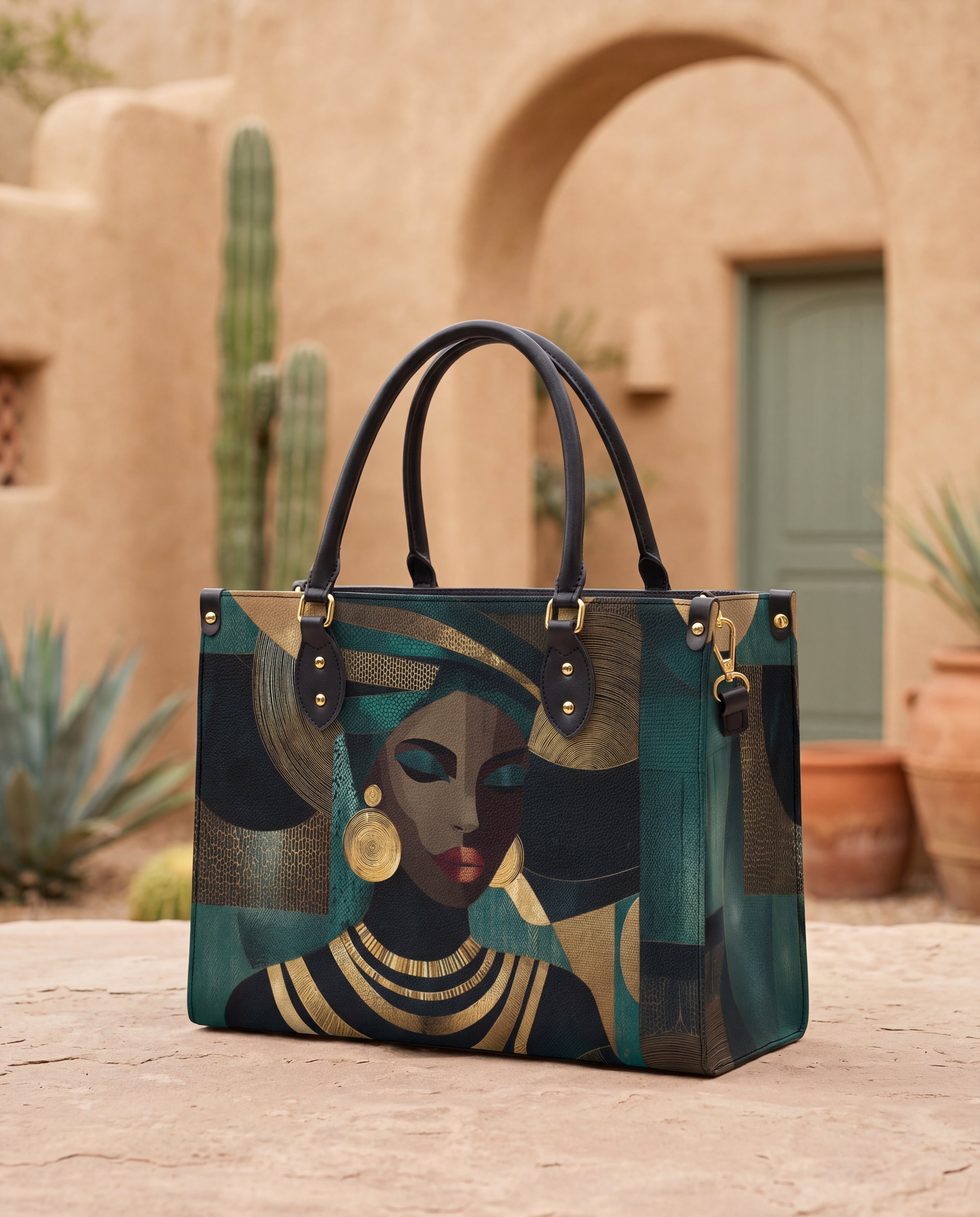 Emerald Realm Premium Leather Handbag QR0XD844