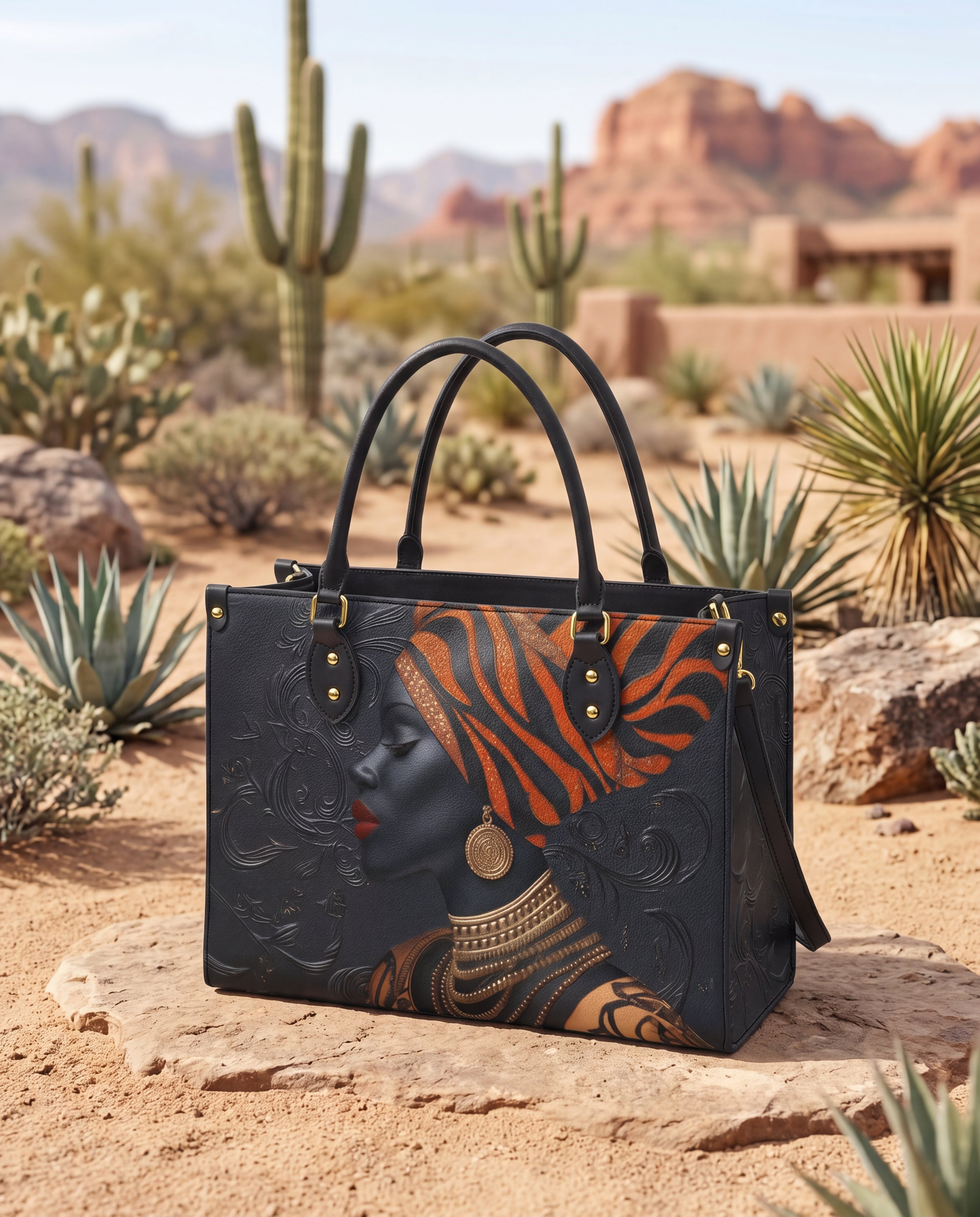 Adinkra Essence Premium Leather Handbag QR0XD456