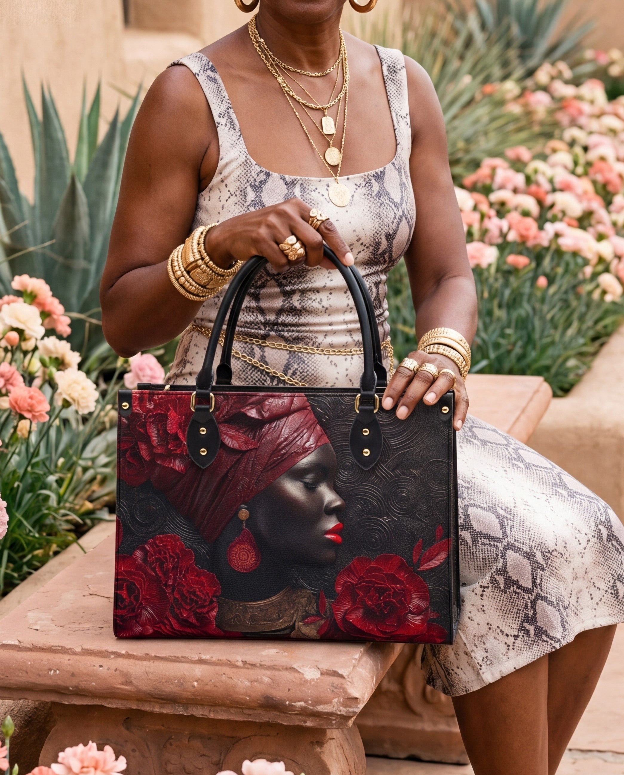 African Ardor Premium Leather Handbag QR0XD534