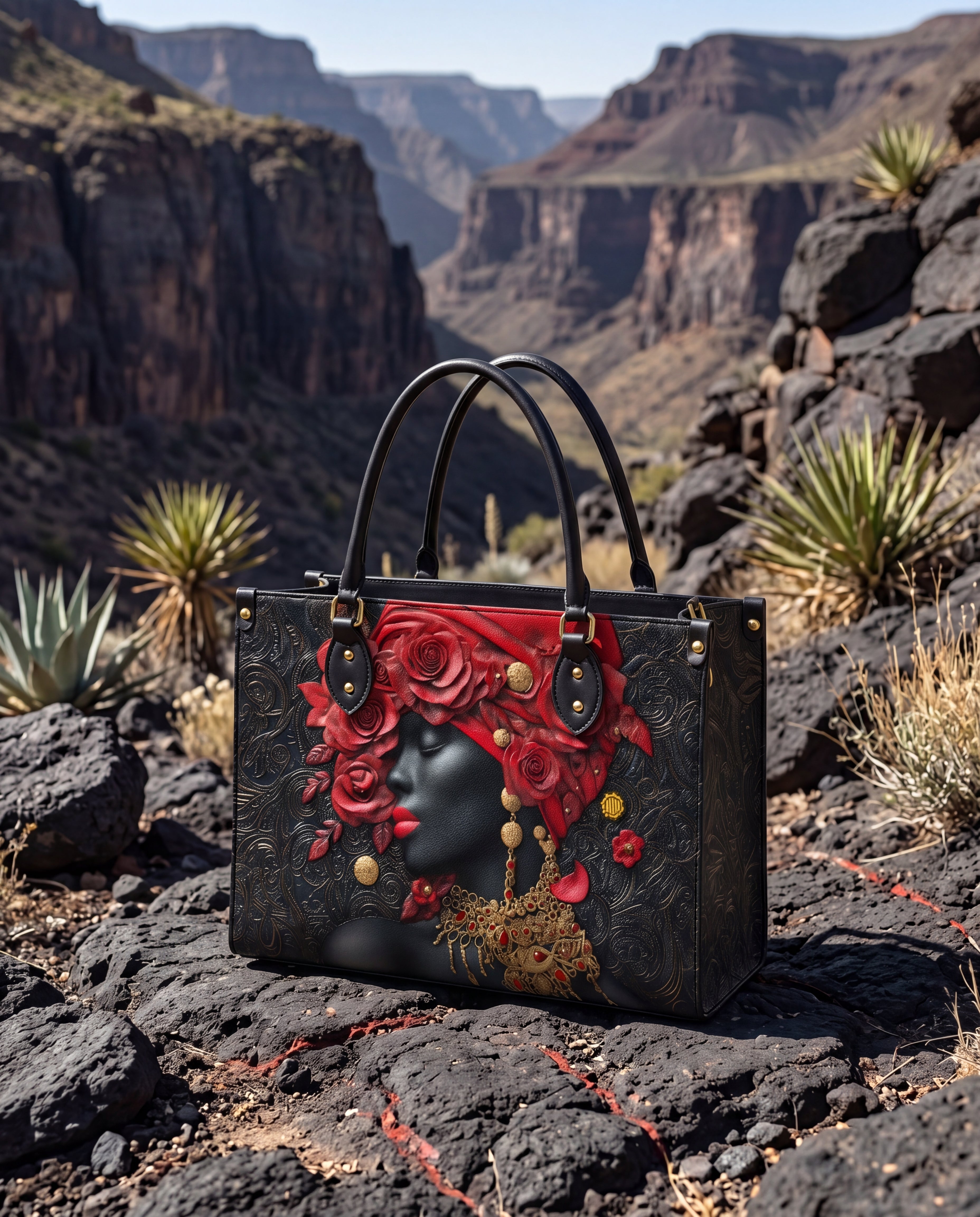 Scarlet Rose Inferno Premium Leather Handbag QR0XD294