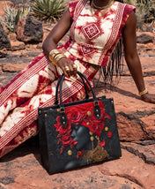Scarlet Rose Inferno Premium Leather Handbag QR0XD294