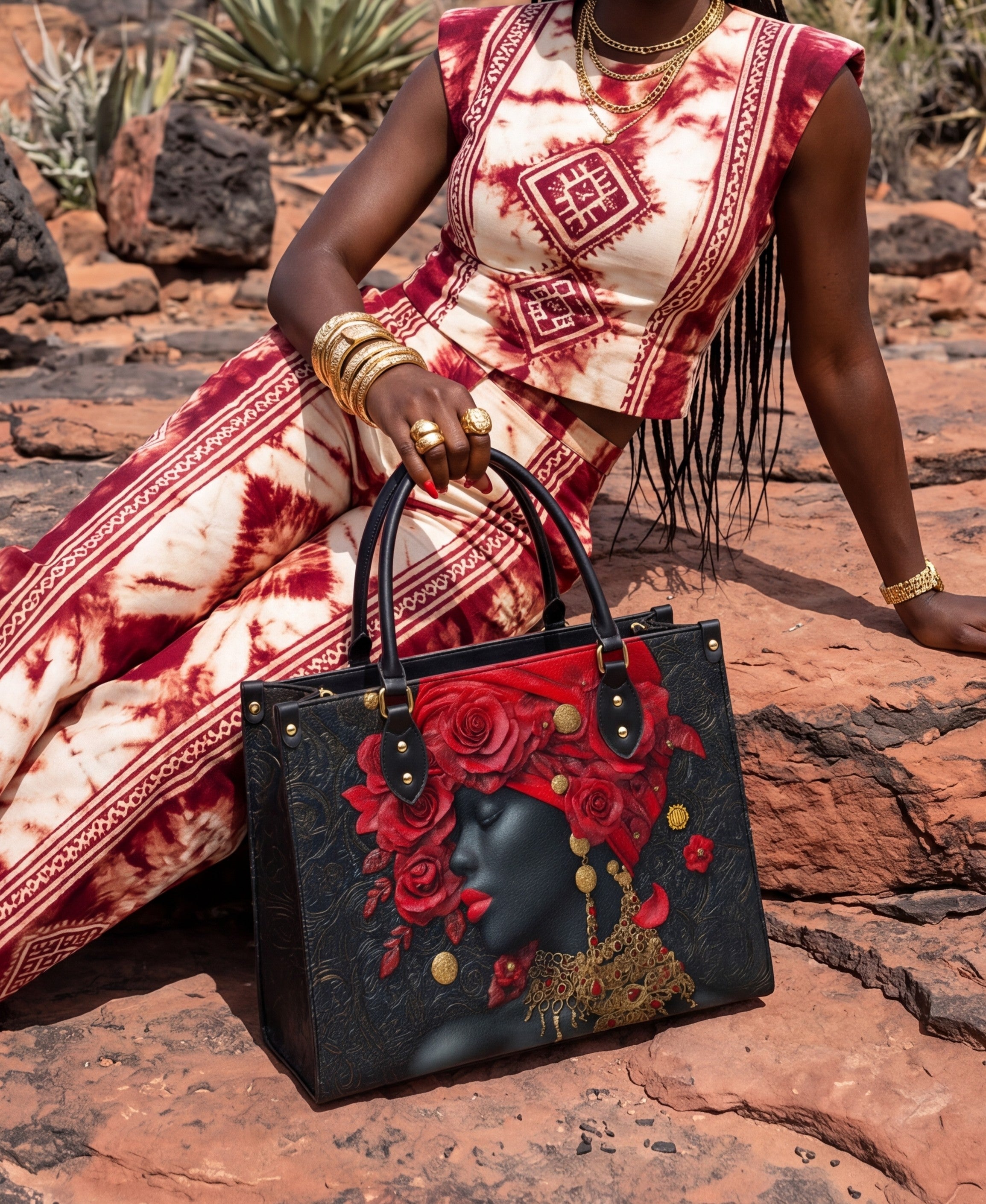 Scarlet Rose Inferno Premium Leather Handbag QR0XD294