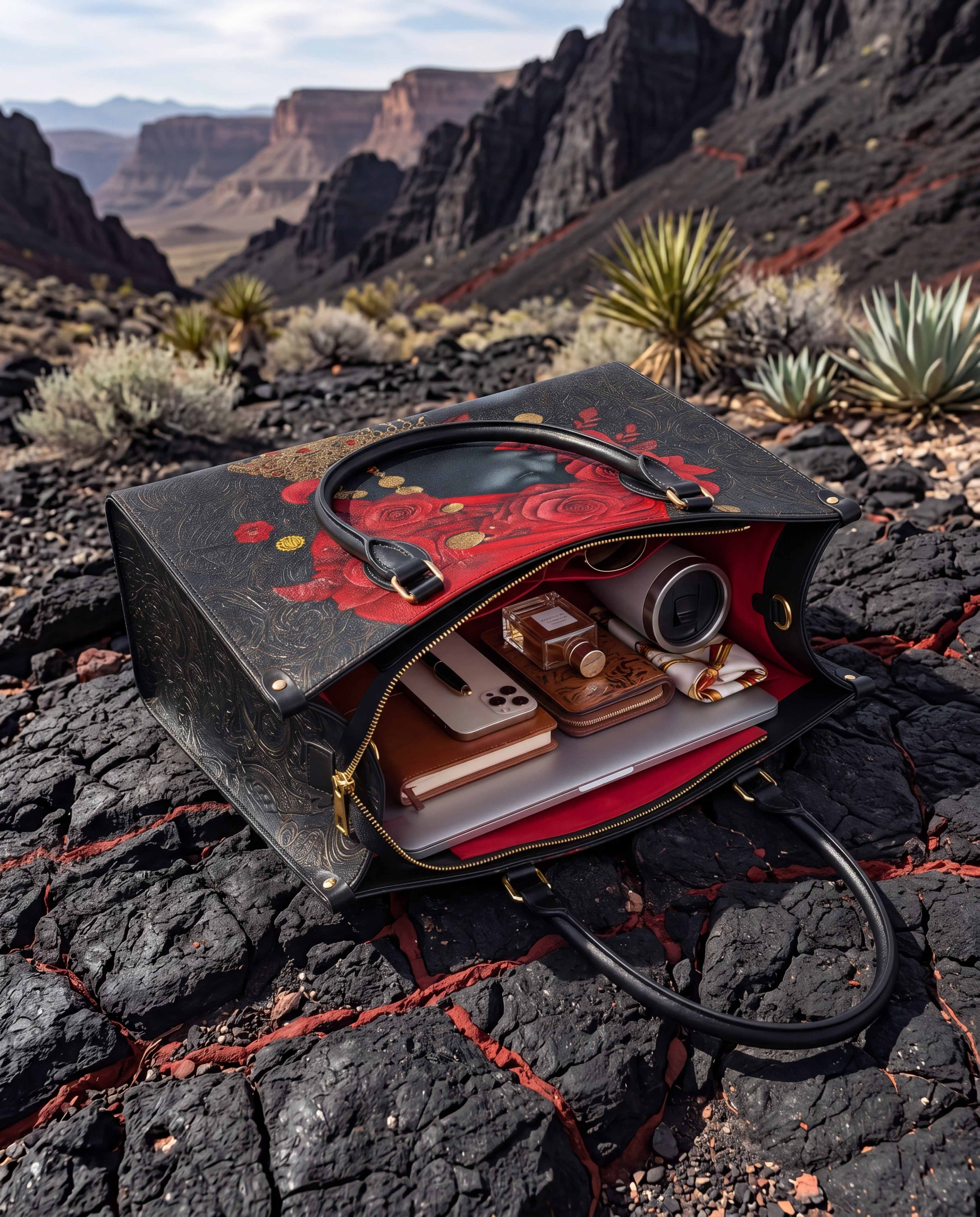 Scarlet Rose Inferno Premium Leather Handbag QR0XD294