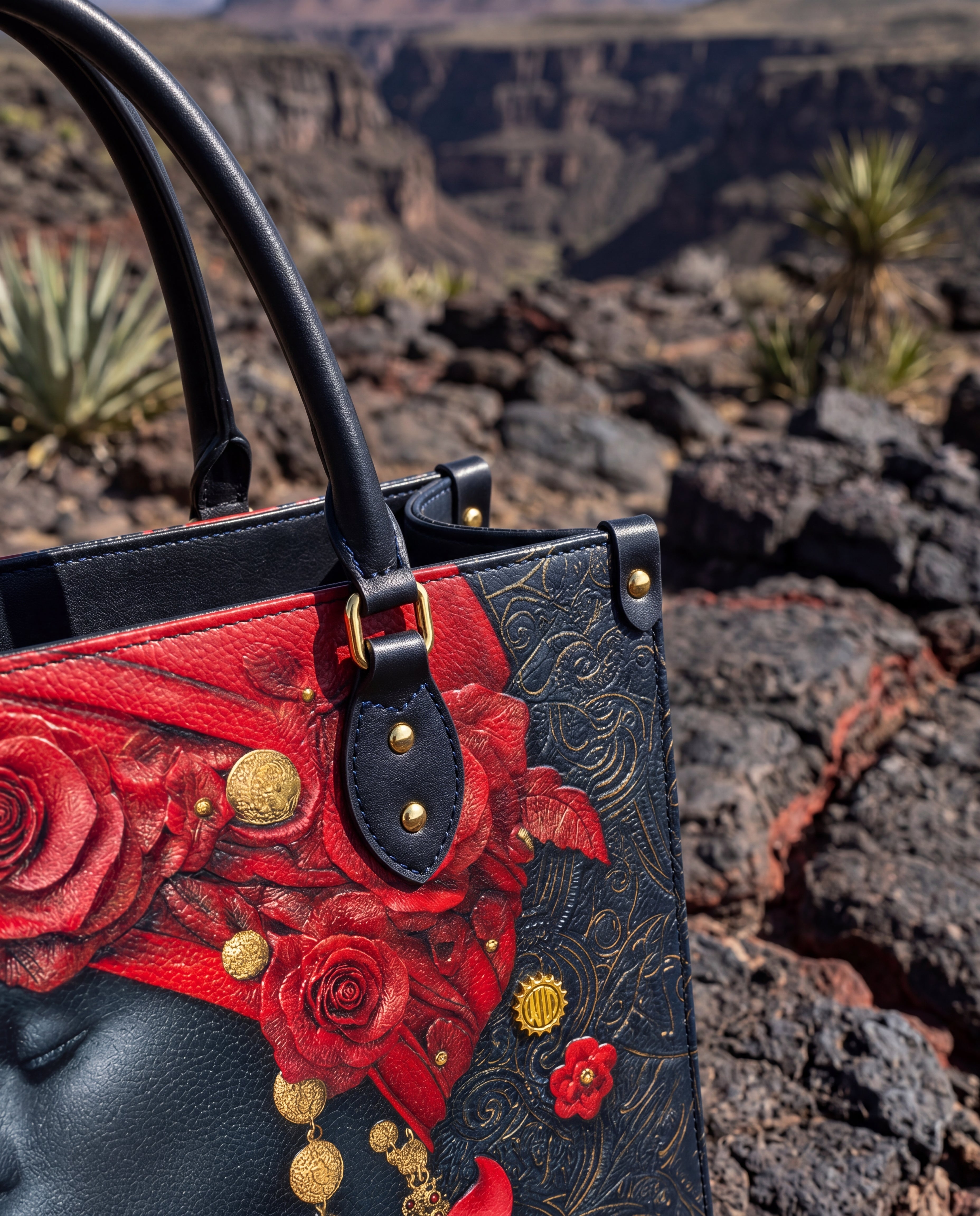 Scarlet Rose Inferno Premium Leather Handbag QR0XD294
