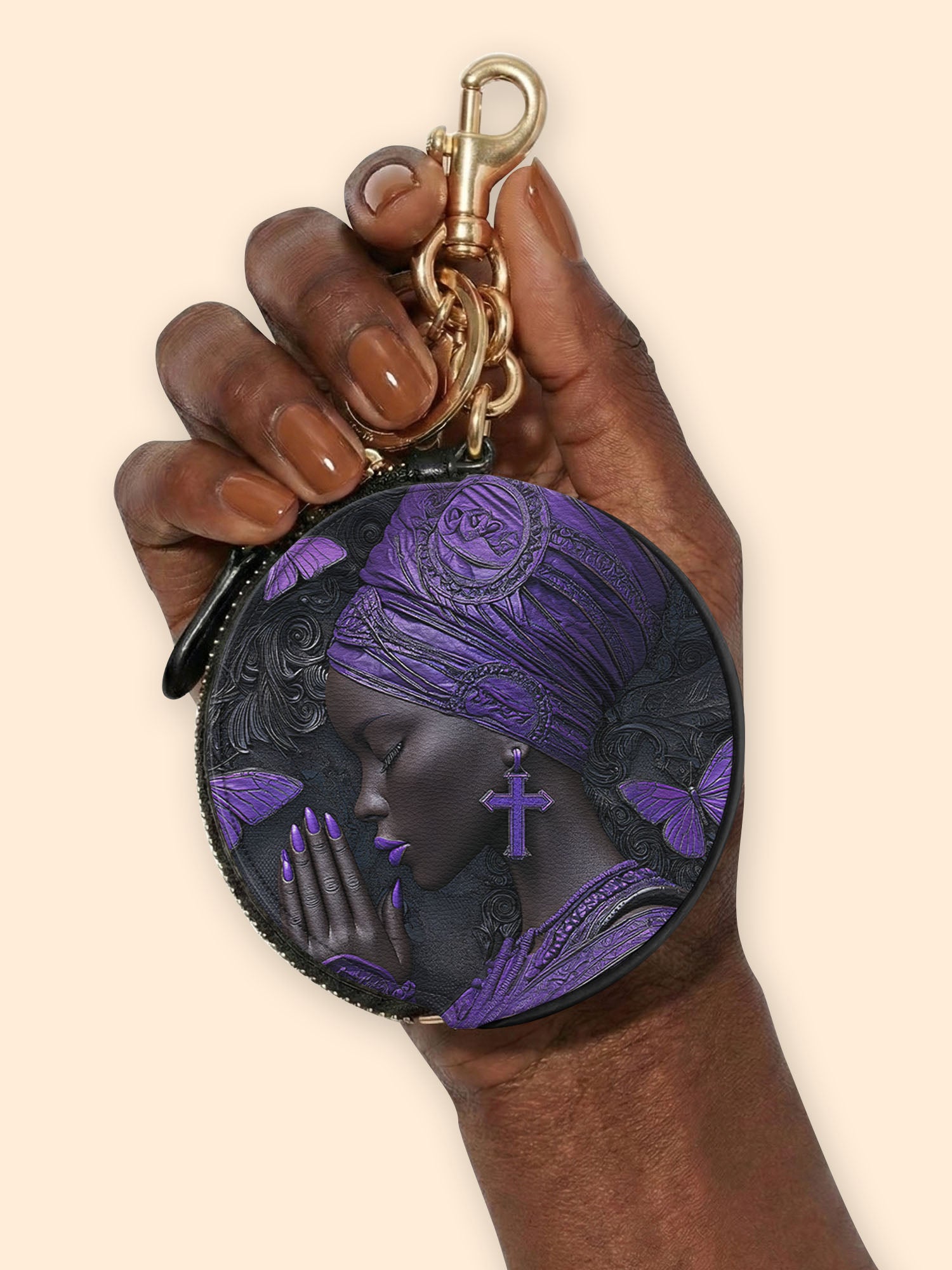 Godly Essence Circular Coin Pouch Bag Charm QR0TV238