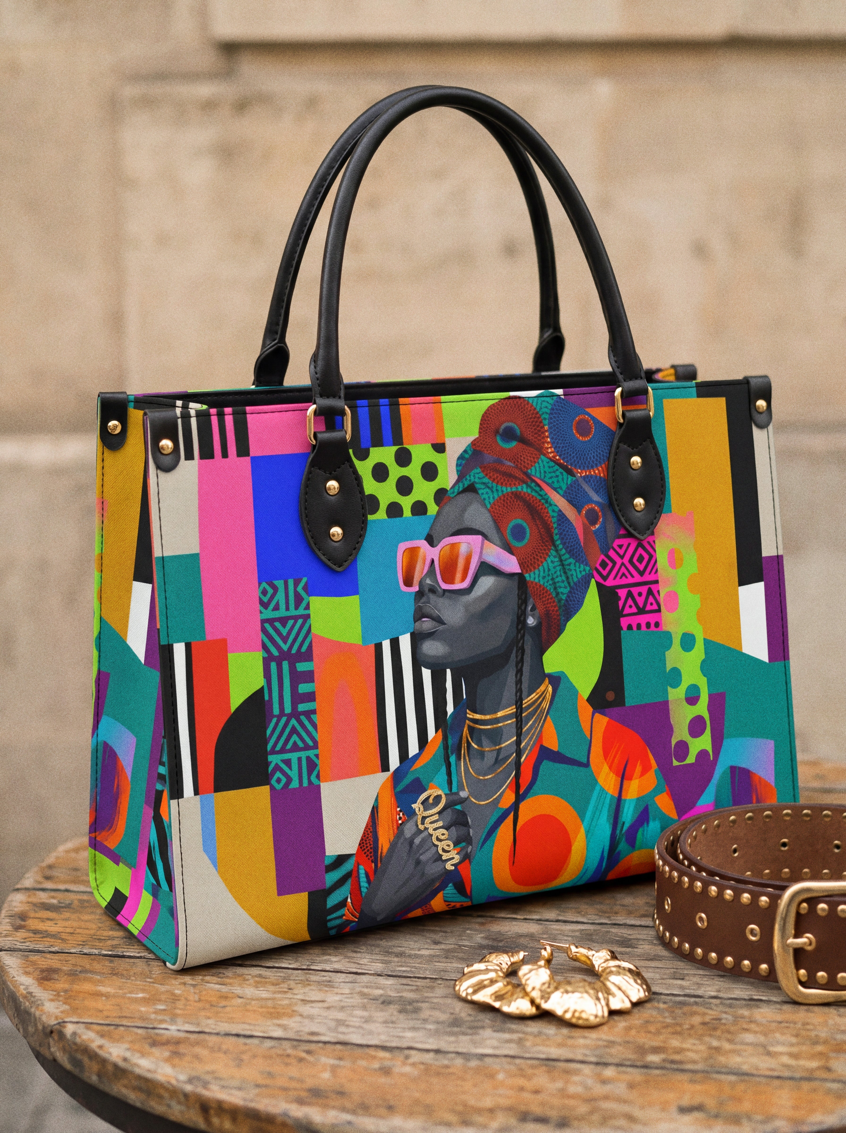 Afro Reverie Premium Leather Handbag QR0TV274