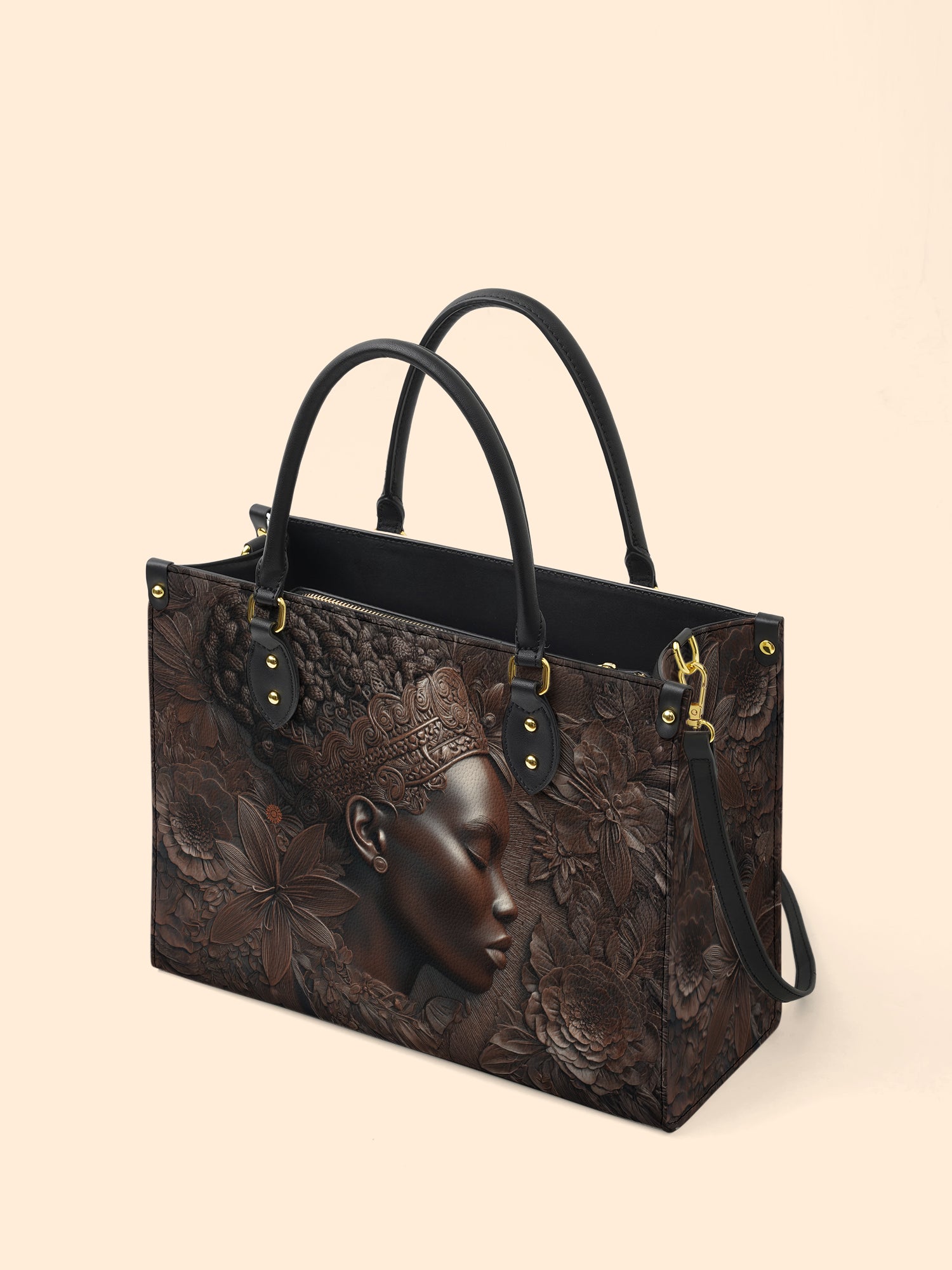 Crown Bloom Premium Leather Handbag QR0XD182