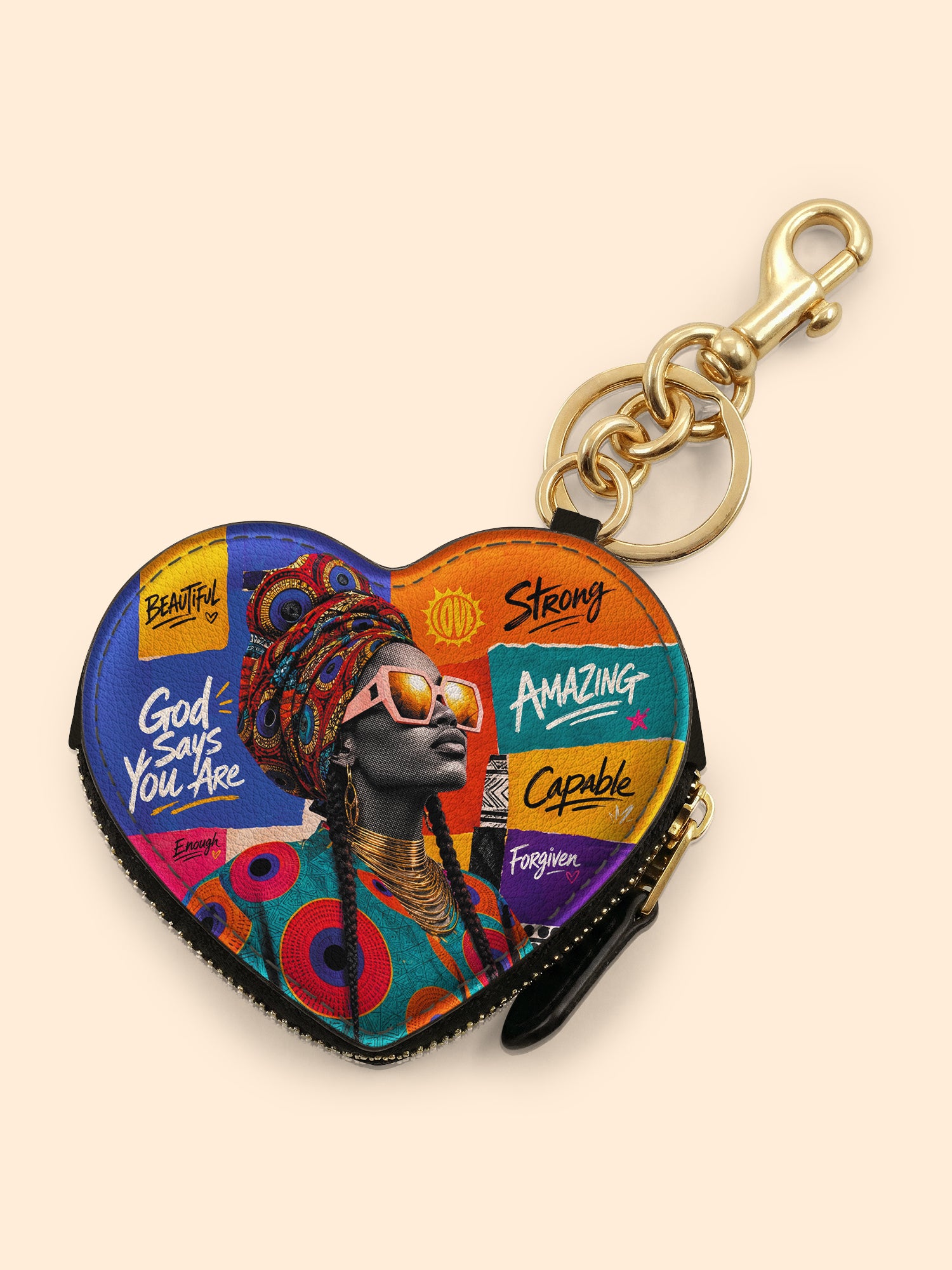 Boldly Blessed Heart Coin Pouch Bag Charm QR0TV275