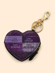 Purple Affirmations Heart Coin Pouch Bag Charm QR0XD1048