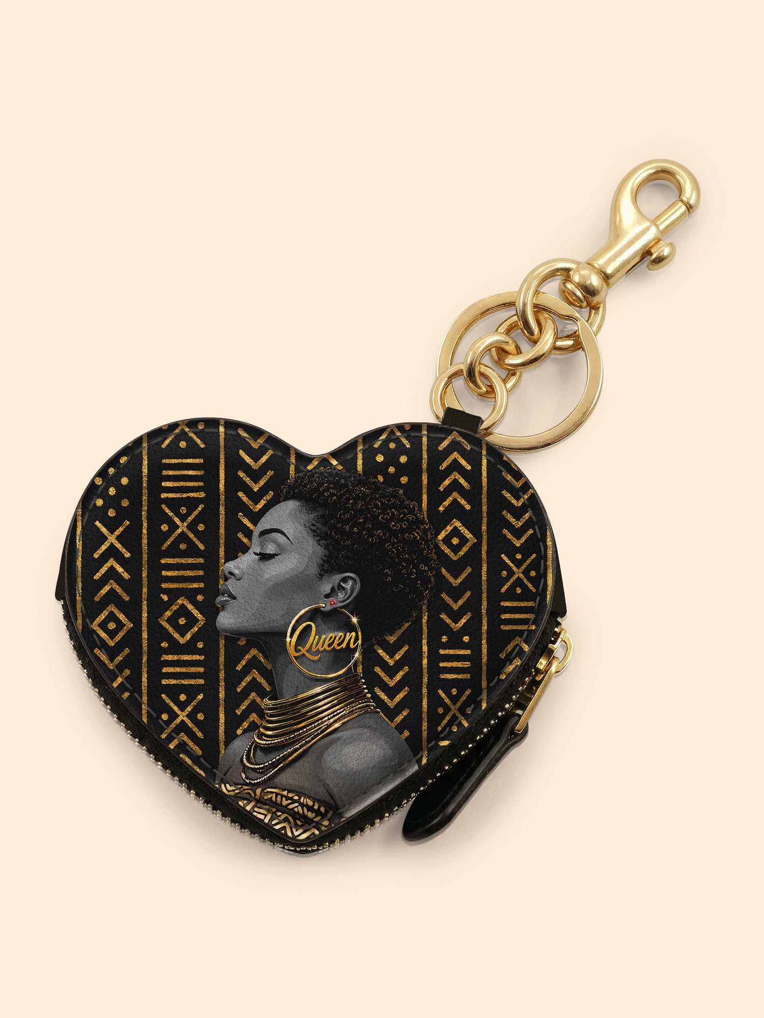 Royal Melanin Heart Coin Pouch Bag Charm QR0TV278