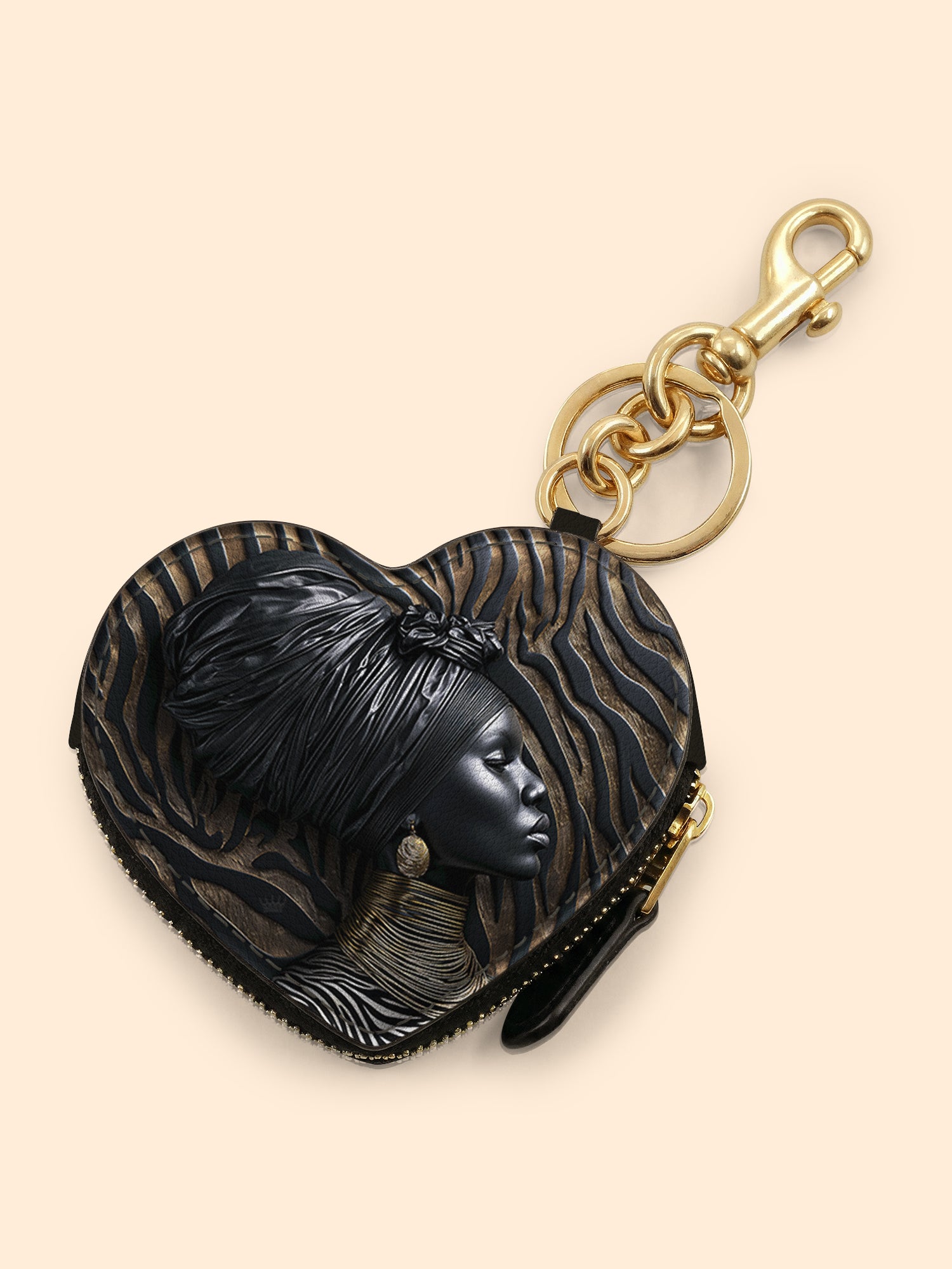 Ebony Whisper Heart Coin Pouch Bag Charm QR0TV125