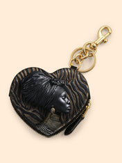 Ebony Whisper Heart Coin Pouch Bag Charm QR0TV125