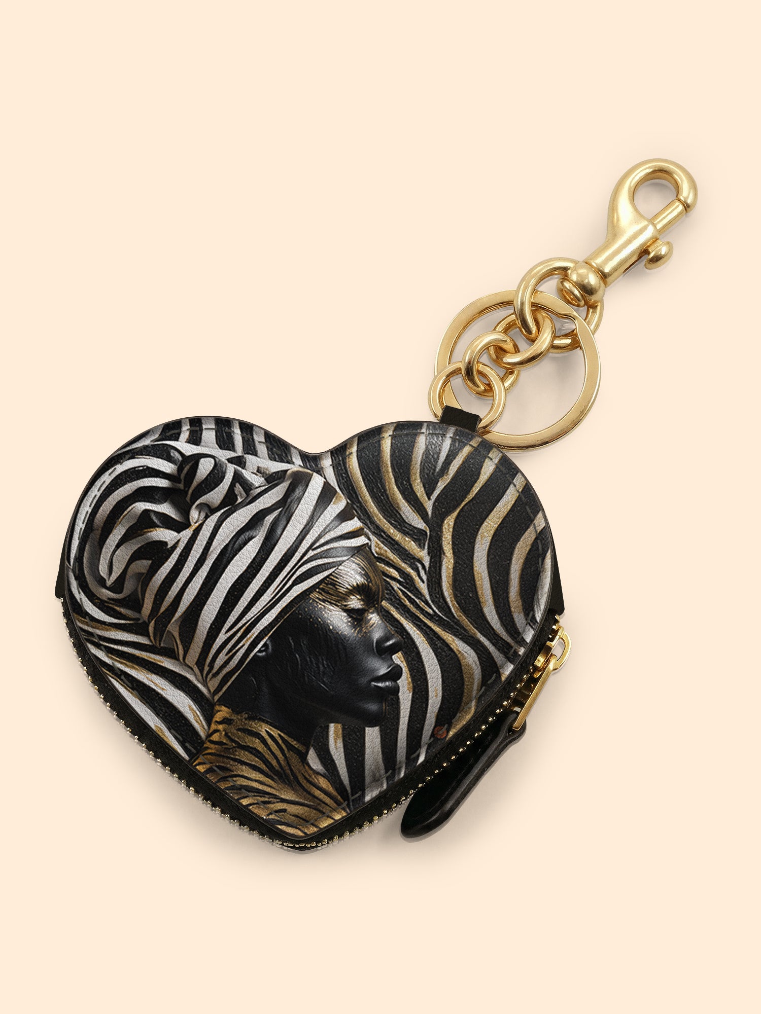 Aardwolf Aura Heart Coin Pouch Bag Charm QR0HH095