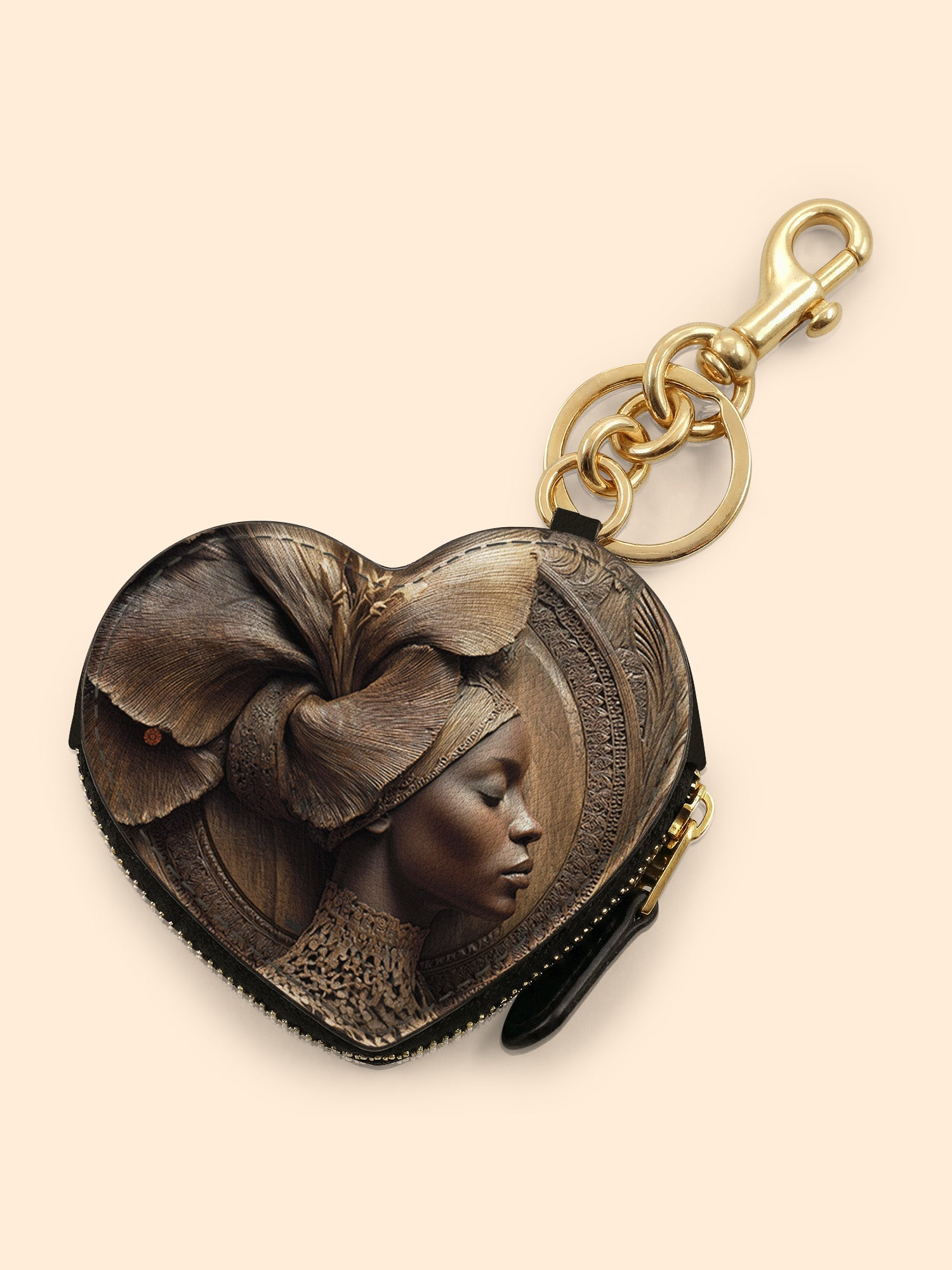 Floral Spirit Heart Coin Pouch Bag Charm QR0TV084