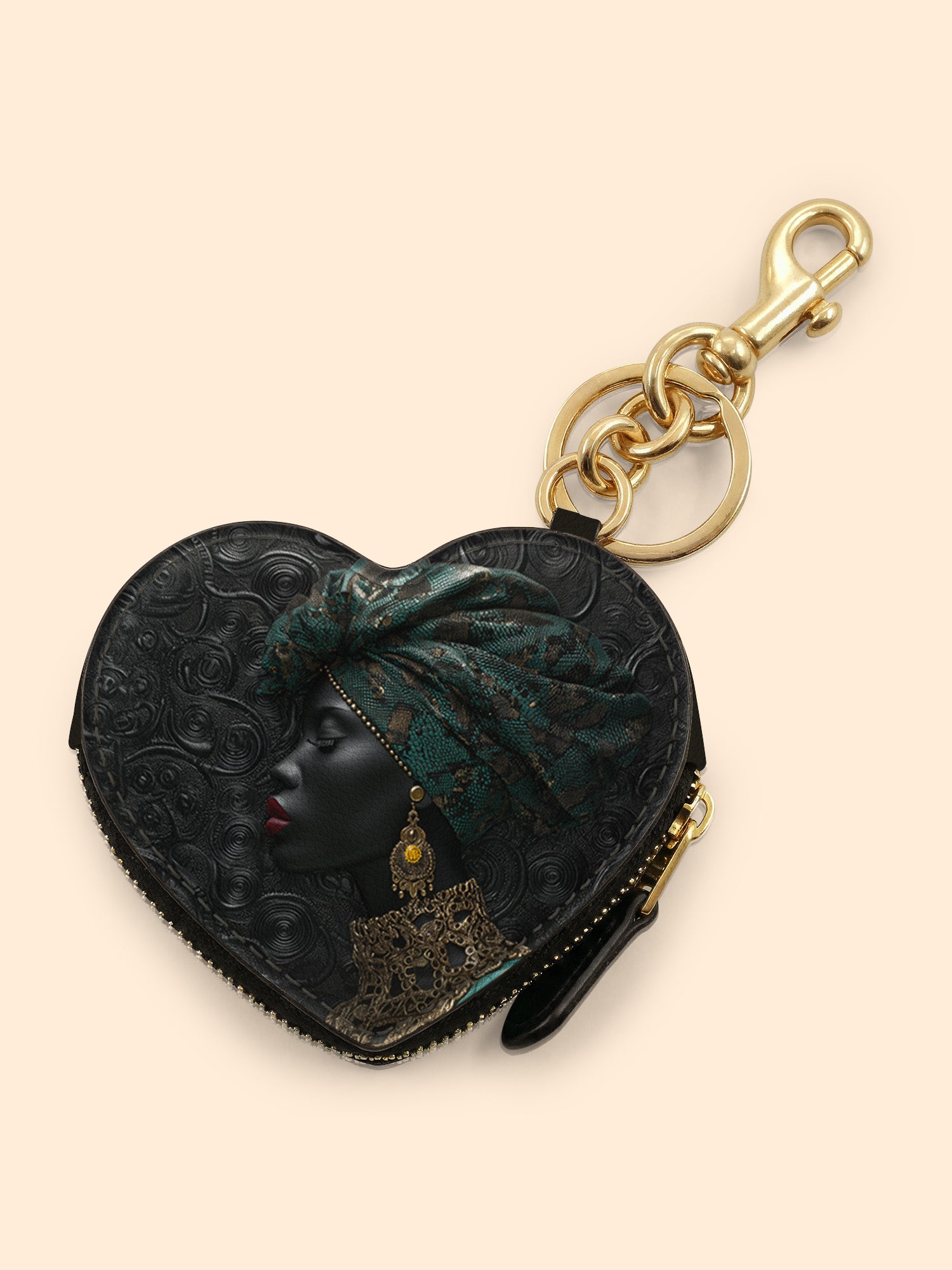 Emerald Grace Heart Coin Pouch Bag Charm QR0XD737