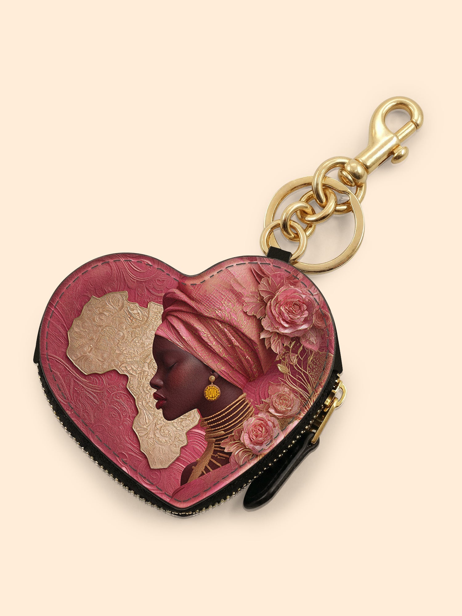 🎁 African Blossom Heart Coin Pouch Bag Charm QR0XD538 (100% off)