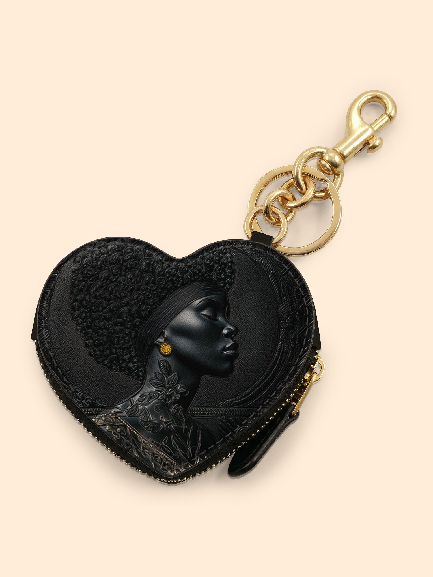 🎁 Crowned In Onyx Heart Coin Pouch Bag Charm QR0XD119 (100% off)