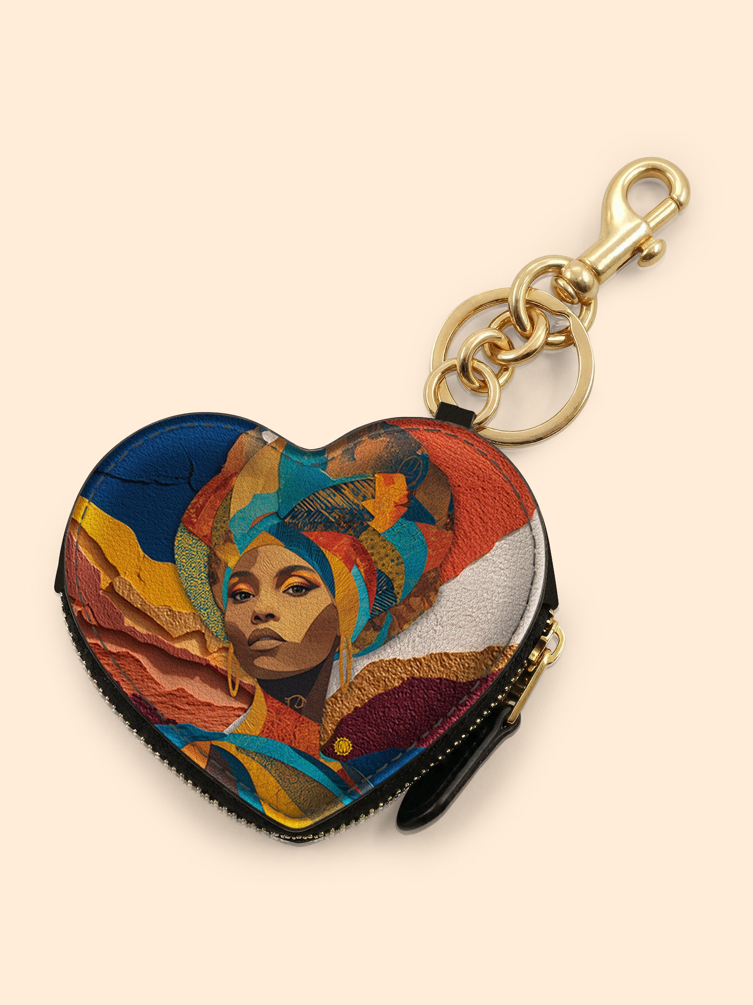Ebony Charm Heart Coin Pouch Bag Charm QR0HH005